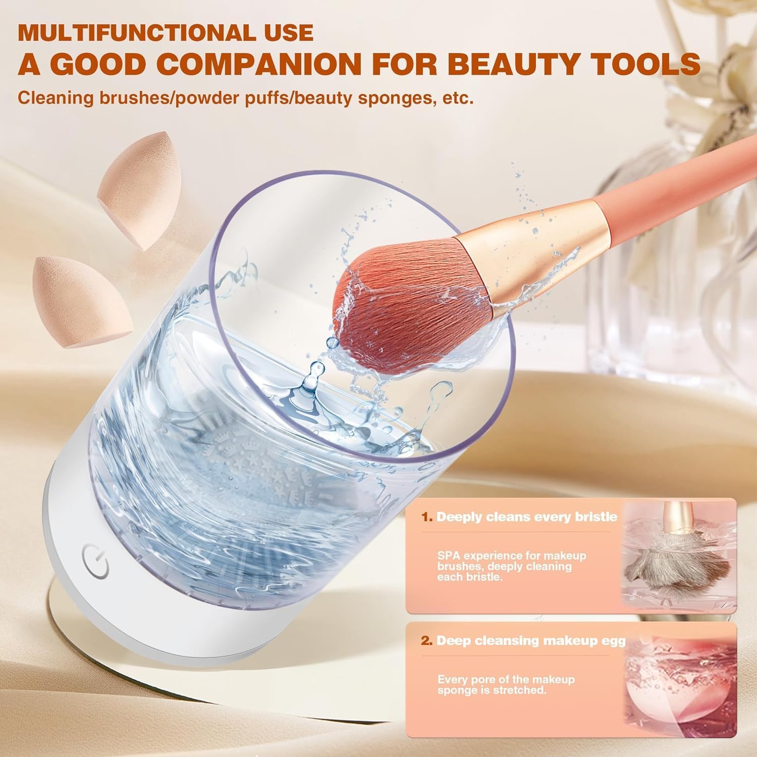 Electric Makeup Brush Cleaner Machine - Automatic Spinning Deep Cleaning for Cosmetic & Painting Brushes | USB Powered | Compatible with All Brush Sizes | Perfect for Home, Salon & Travel Use