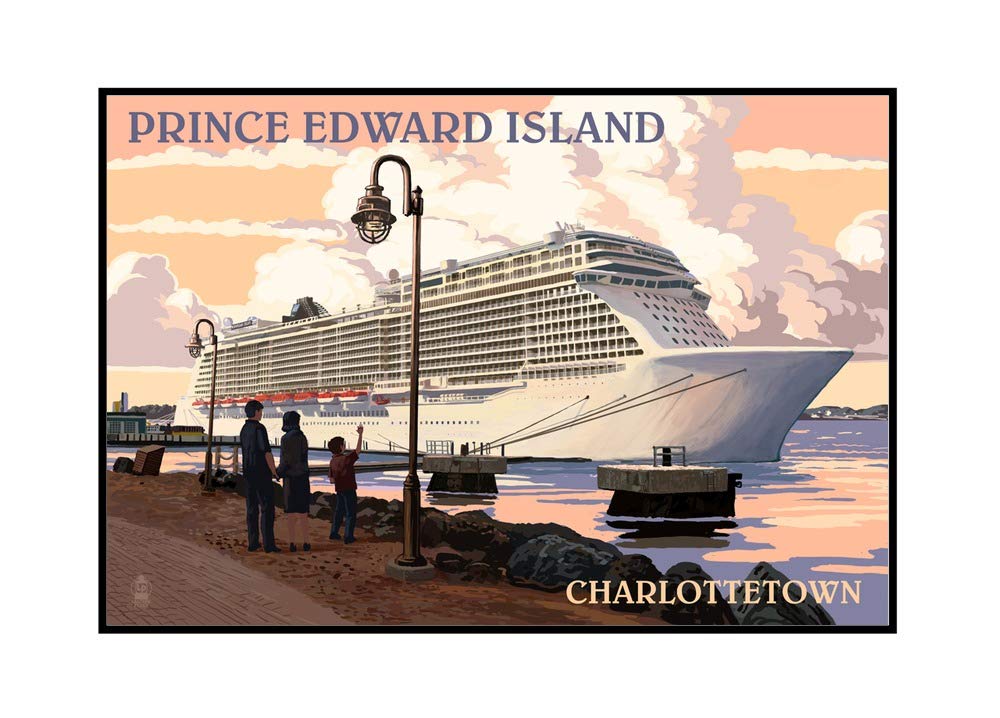 Prince Edward Island Charlottetown Cruise Ship Wall Art - 36x24 Framed Gallery Wrapped Canvas Print - Perfect for Living Room, Bedroom & Office Decor