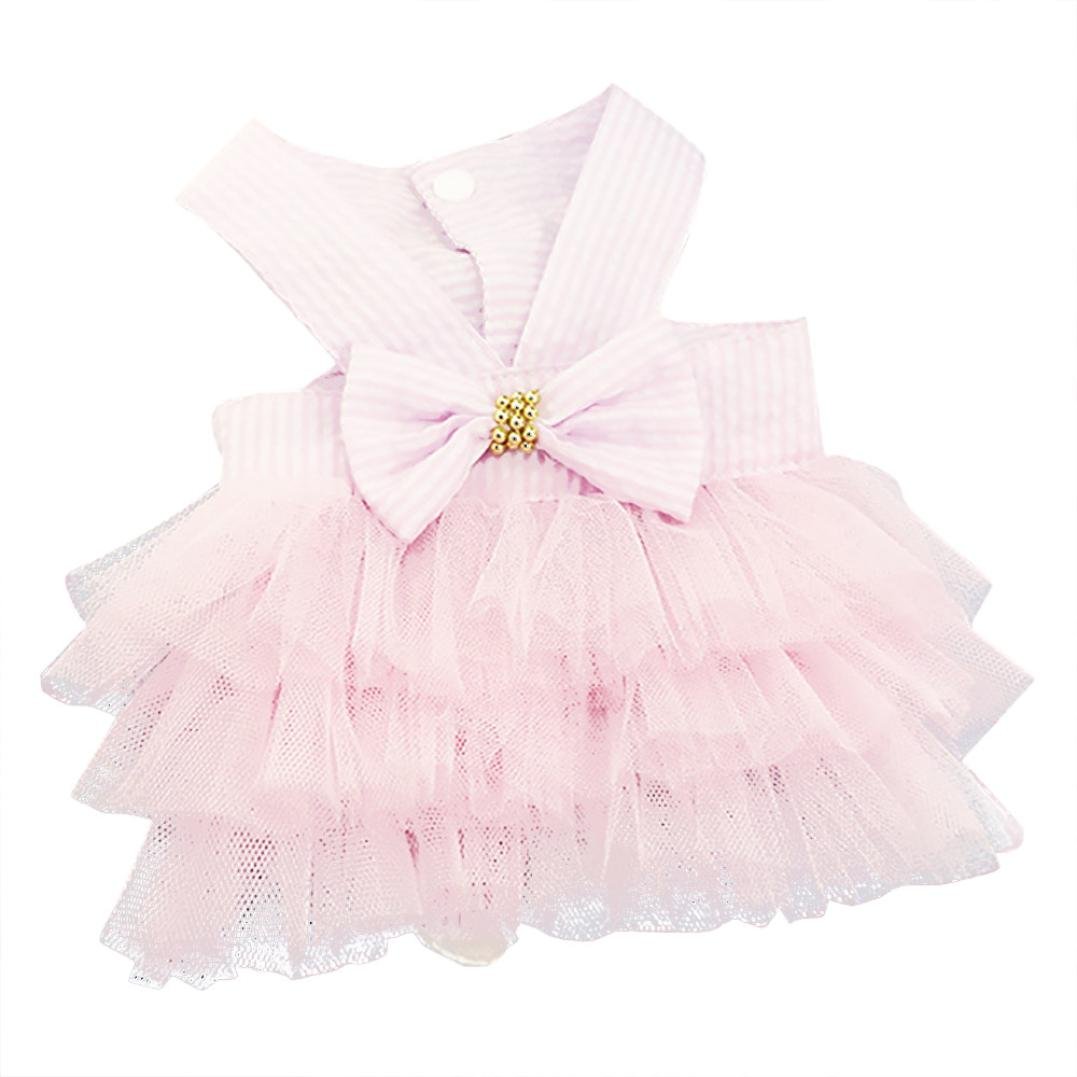 Cute Halter Bowknot Tutu Dog Dress - Lace Skirt Princess Pet Costume for Small Dogs & Puppies (XS, Pink) | Perfect for Birthday Parties, Photo Shoots & Special Occasions