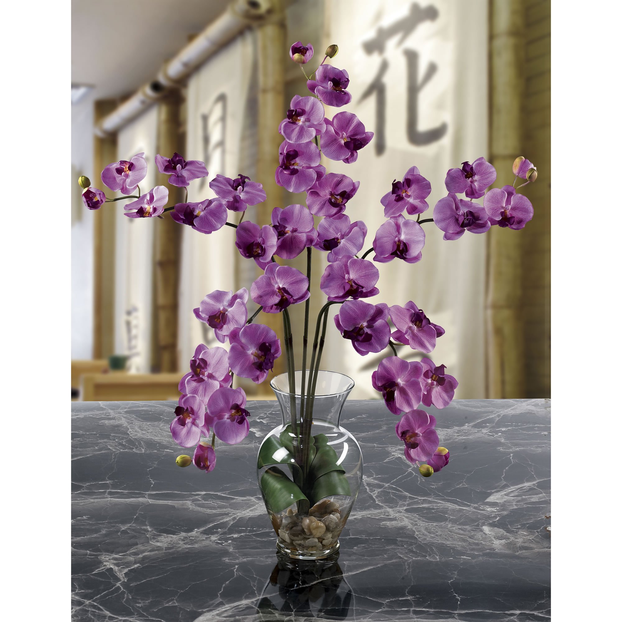 Nearly Natural 1106-MA Phalaenopsis Liquid Illusion Silk Flower Arrangement in Mauve - Perfect for Home Decor, Office, Wedding Centerpieces & Gift Giving