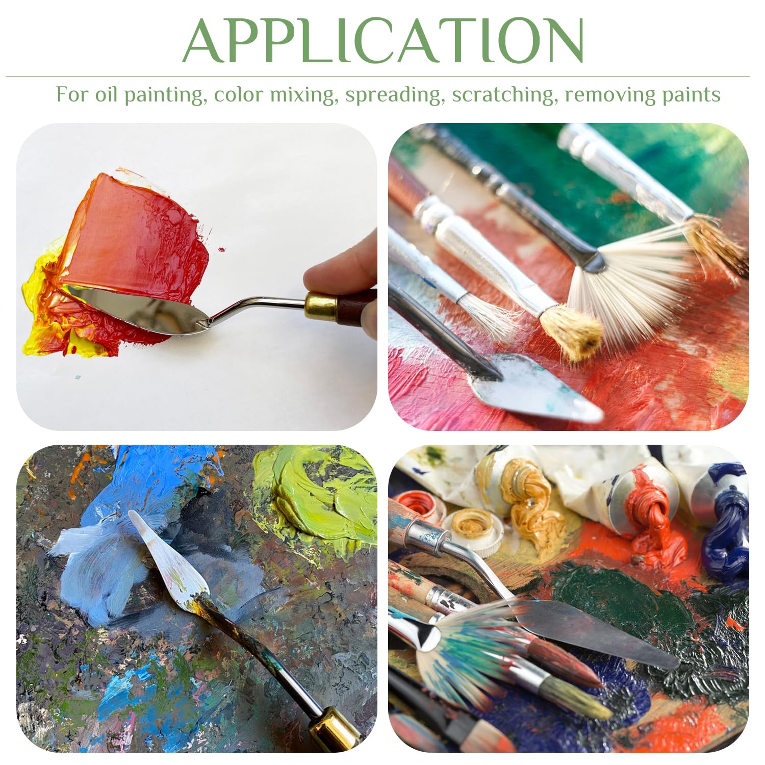 4pcs Professional Painting Palette Knives Set - #4 Pointed Palette Knife with Wooden Handle for Oil & Acrylic Paint Mixing - Perfect for Canvas Art, Color Blending & Texture Creation (Ideal for Artists & Hobbyists)