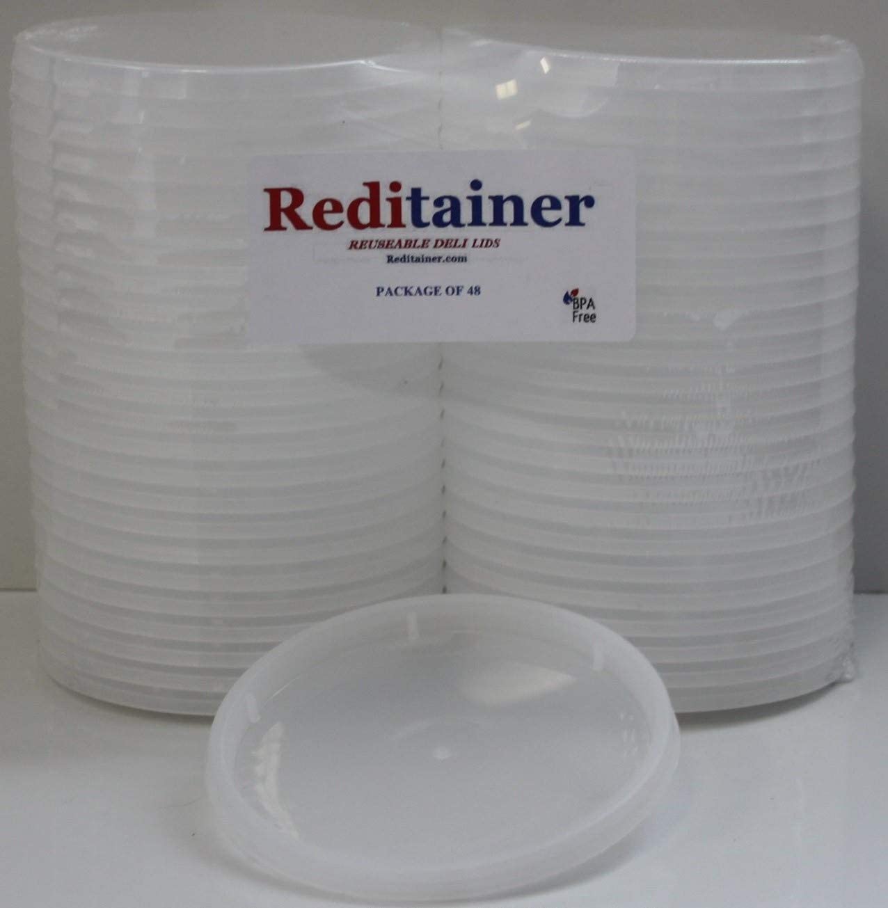 Reditainer® Deli Container Lids - 48 Pack Airtight Plastic Food Storage Lids, Durable & Reusable Replacement Lids for Deli Containers - Perfect for Restaurants, Meal Prep & Leftovers Storage