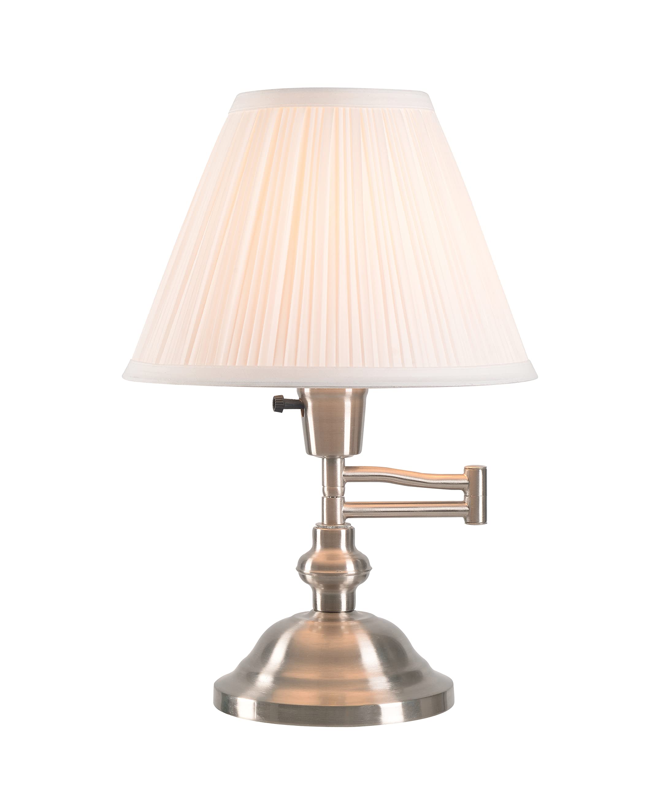 Kenroy Home 30163BS Classic Swing Arm Desk Lamp - Adjustable Brushed Steel Silver Office Light for Study, Reading & Workspace