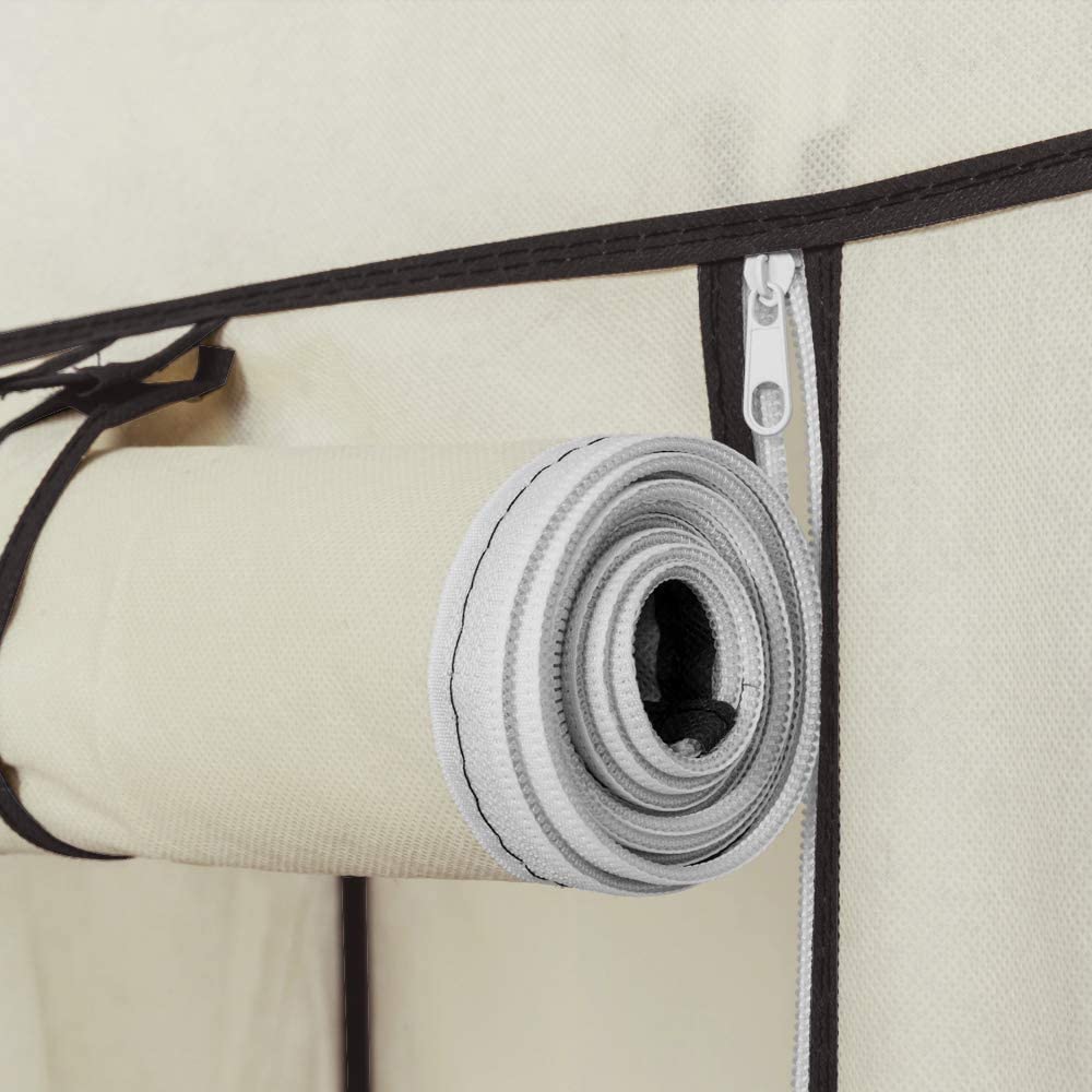 Portable Closet Organizer with Shelves - Heavy Duty Wardrobe for Hanging Clothes, Space-Saving Storage Solution for Bedroom, Closet, Dorm, or Travel (Beige, 2-Pack)