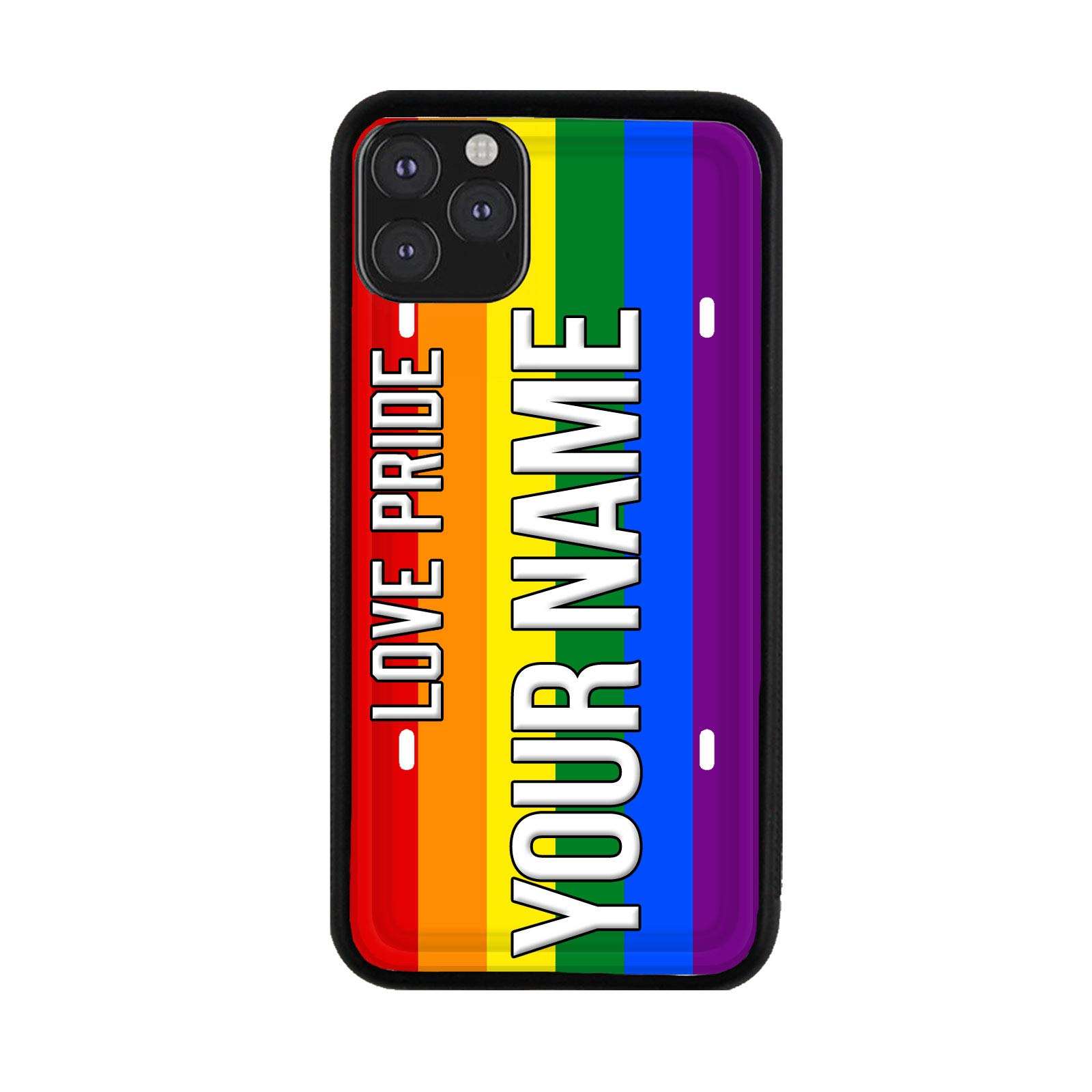Custom LGBT License Plate Phone Case for iPhone 5 to 16 - Personalized Name Engraved | Perfect for Pride Events, Gift Giving & LGBTQ+ Support