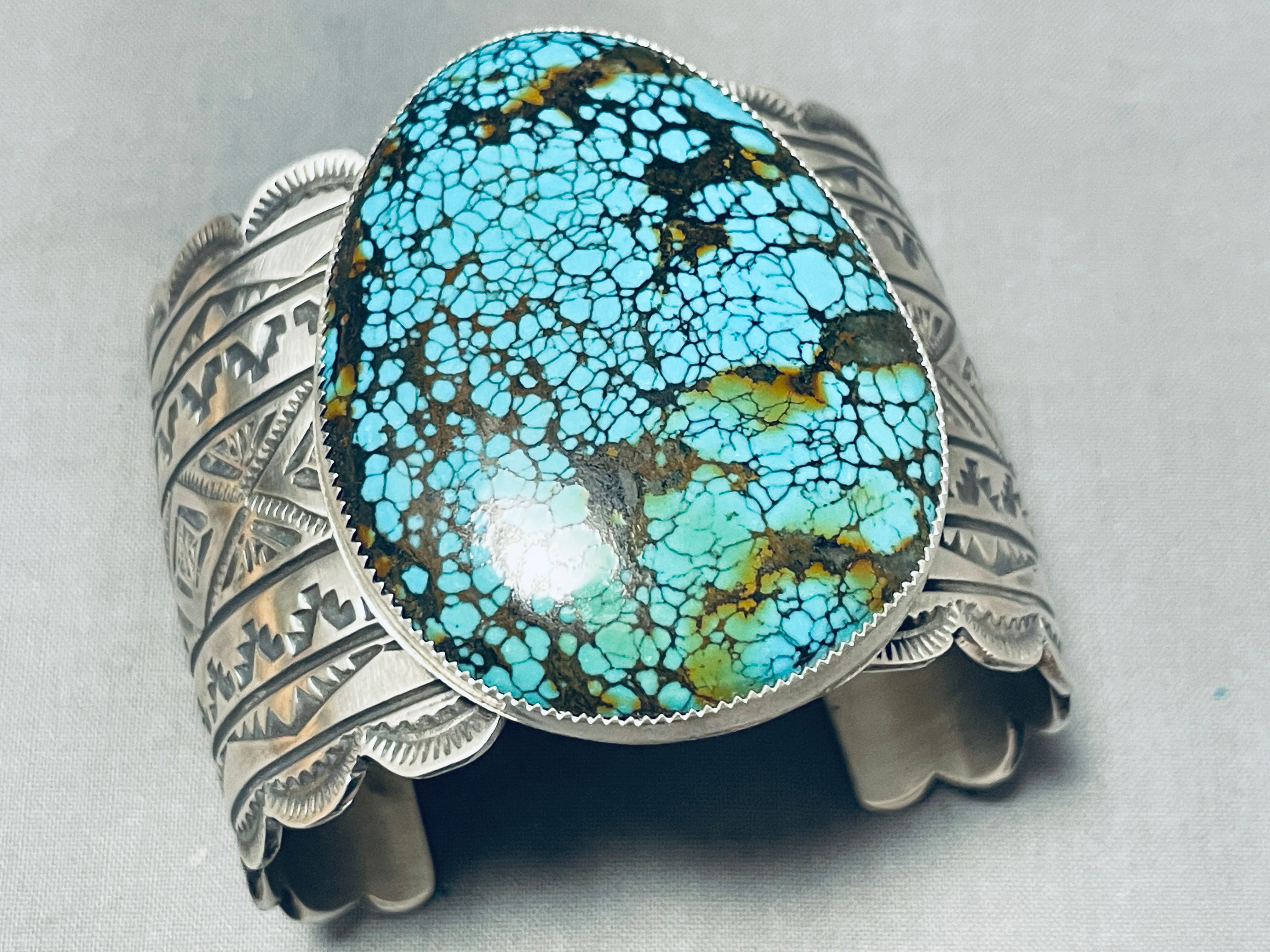 100+ Gram Authentic Native American Navajo Spiderweb Turquoise Sterling Silver Bracelet - Handmade Jewelry for Women, Boho Chic Accessories, Spiritual Healing & Gift Giving
