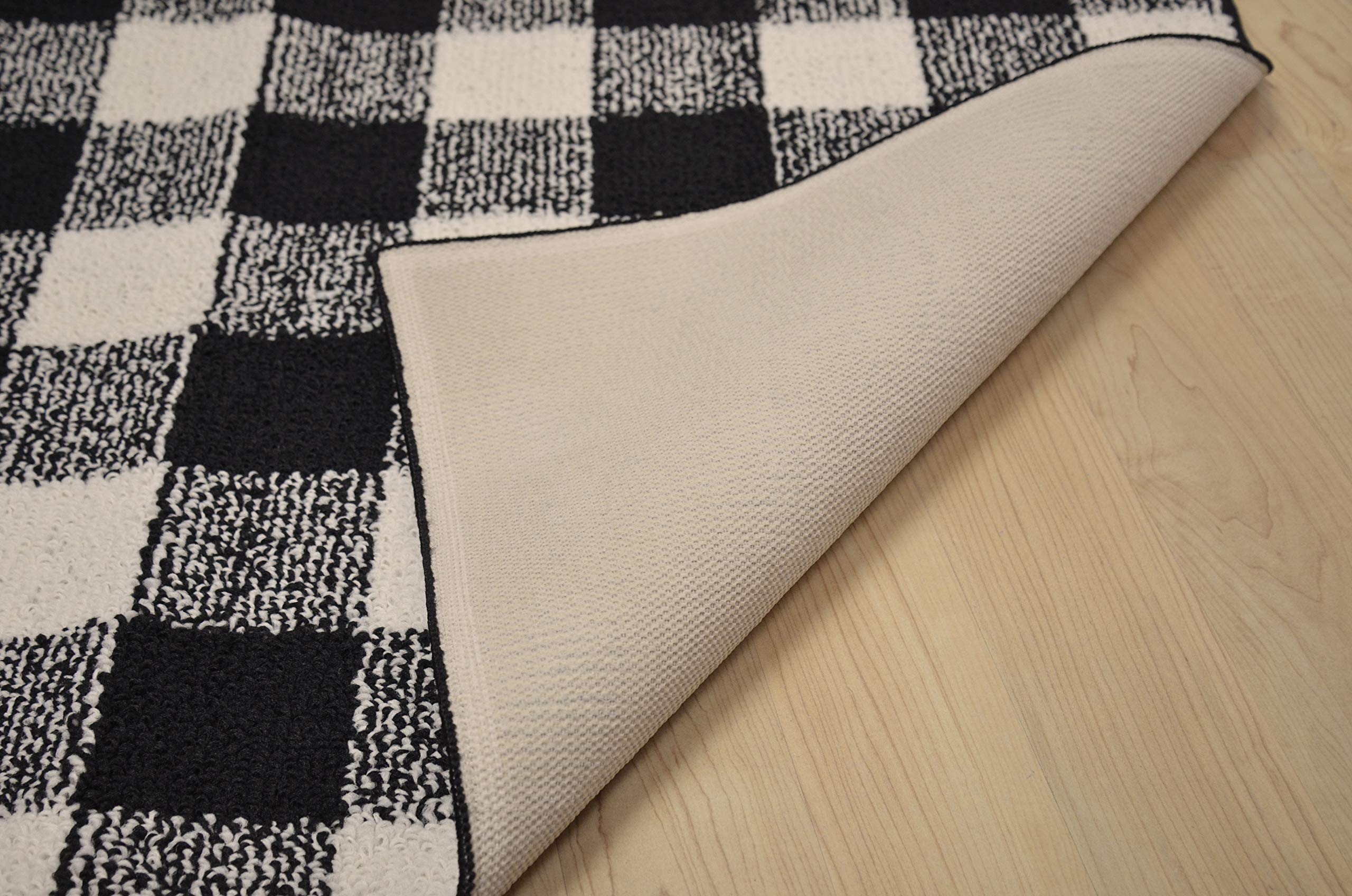 Garland Rug Country Living Buffalo Plaid 7x10 ft Area Rug - Soft & Durable Black/Ivory Checkered Design for Living Room, Bedroom, Kitchen, Dining Room & Nursery - Perfect for Farmhouse, Cabin & Cozy Home Decor