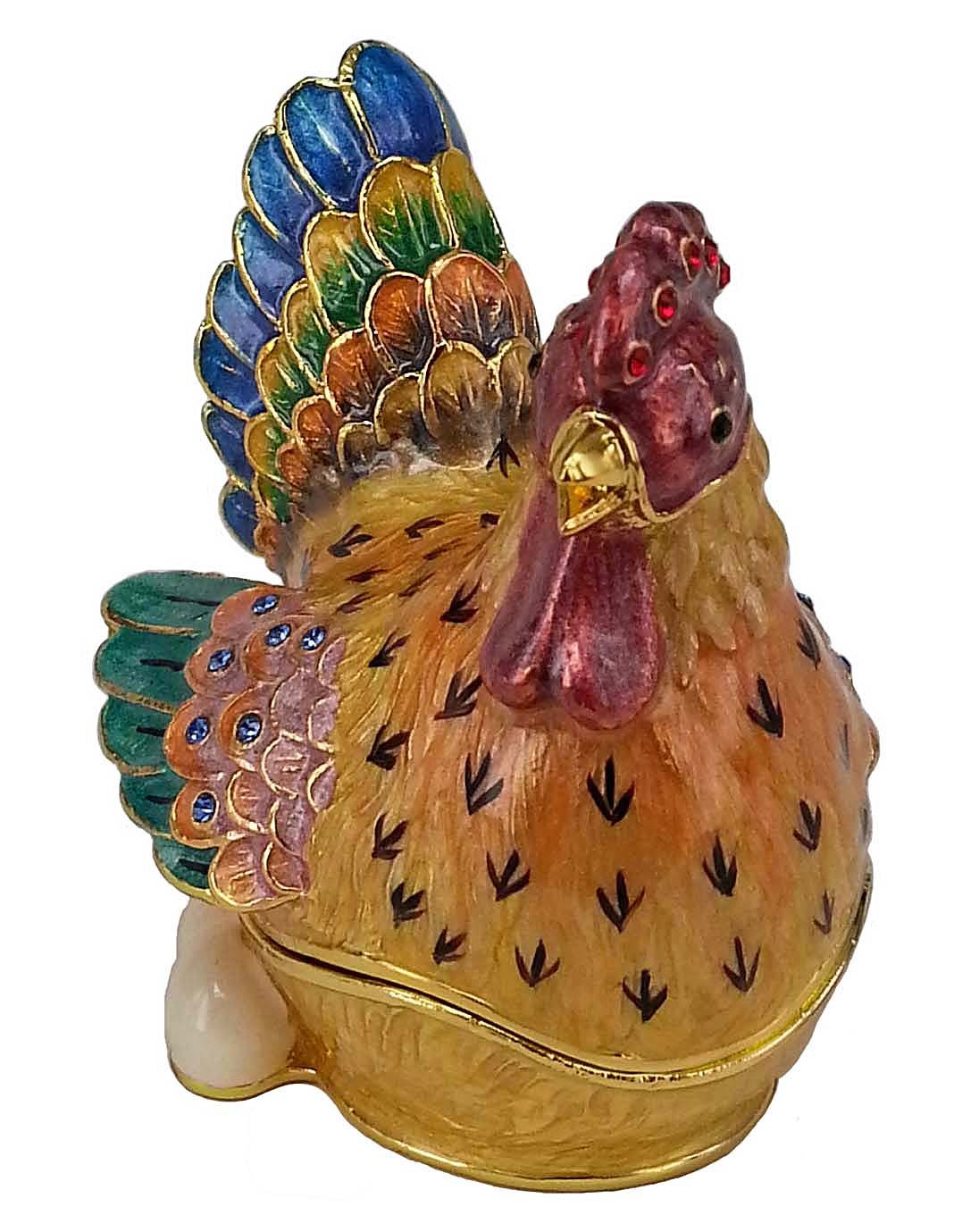 Crystal Jeweled Hen Egg Trinket Box - Elegant Home Decor for Gifts & Display
