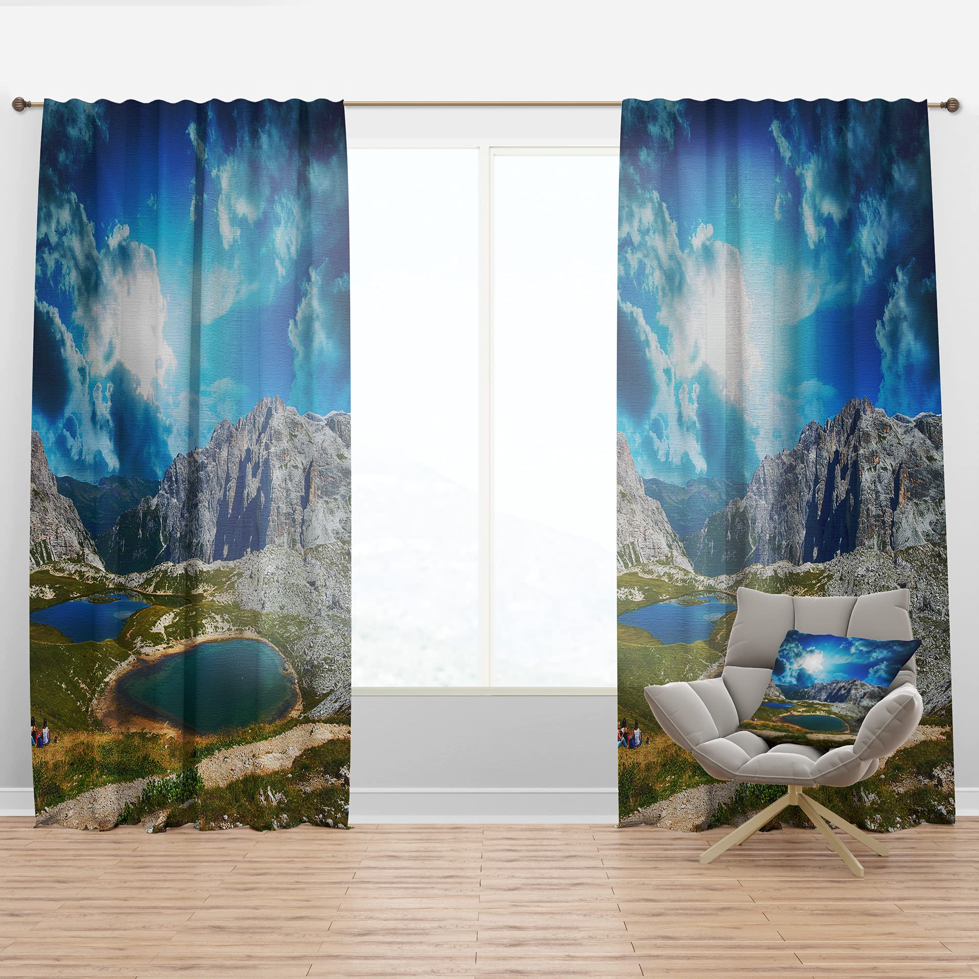 Sunset Over Alpine Lakes Thermal Insulated Curtains - Single Panel 52x95 Inches - Blackout Drapes for Bedroom & Living Room - Perfect for Home Decor, Privacy & Energy Efficiency