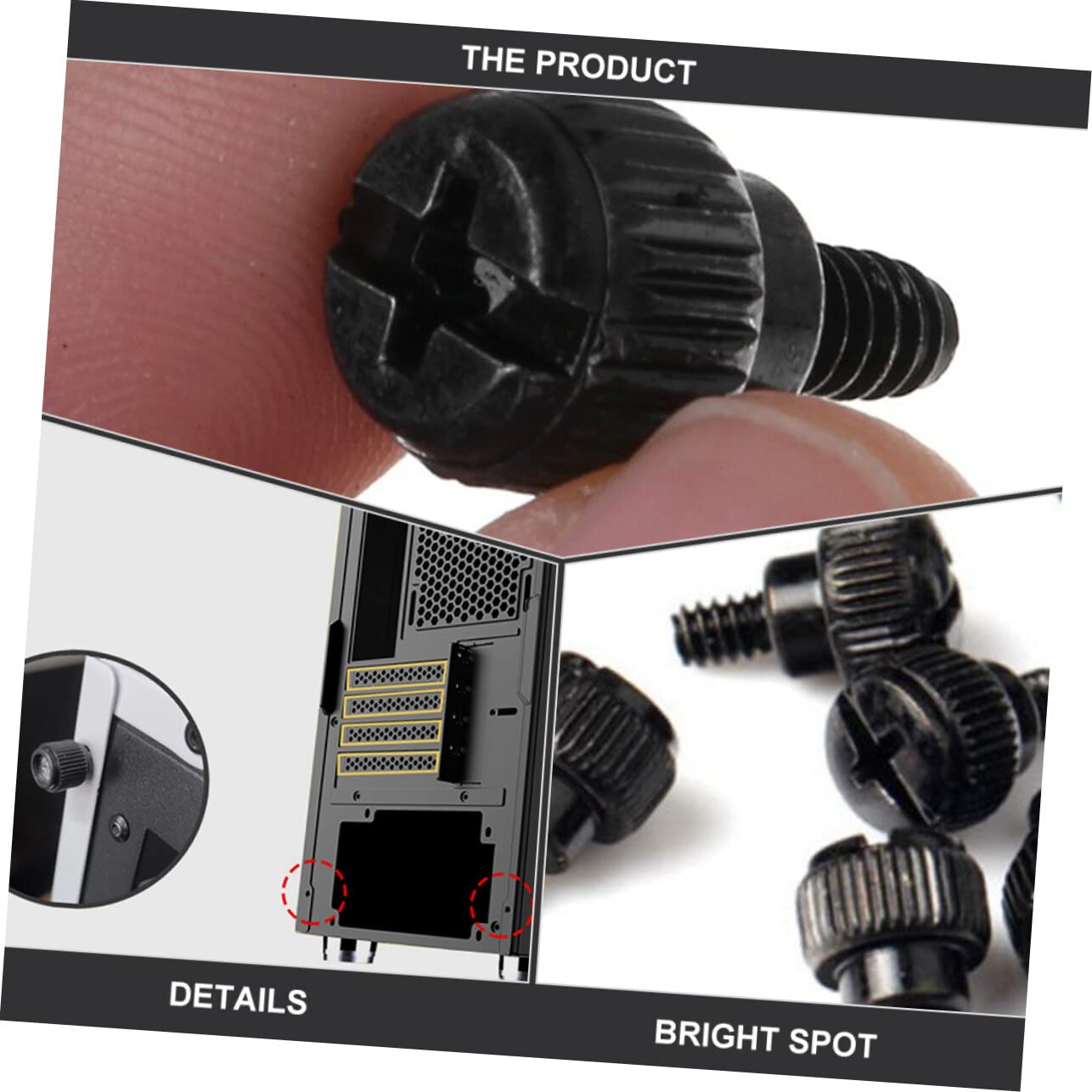 100pcs Black Oxidation-Resistant Computer Case Thumb Screws - Knurled Thumbscrews for PC Case, Chassis & Hardware Accessories | Perfect for DIY Computer Builds & Upgrades