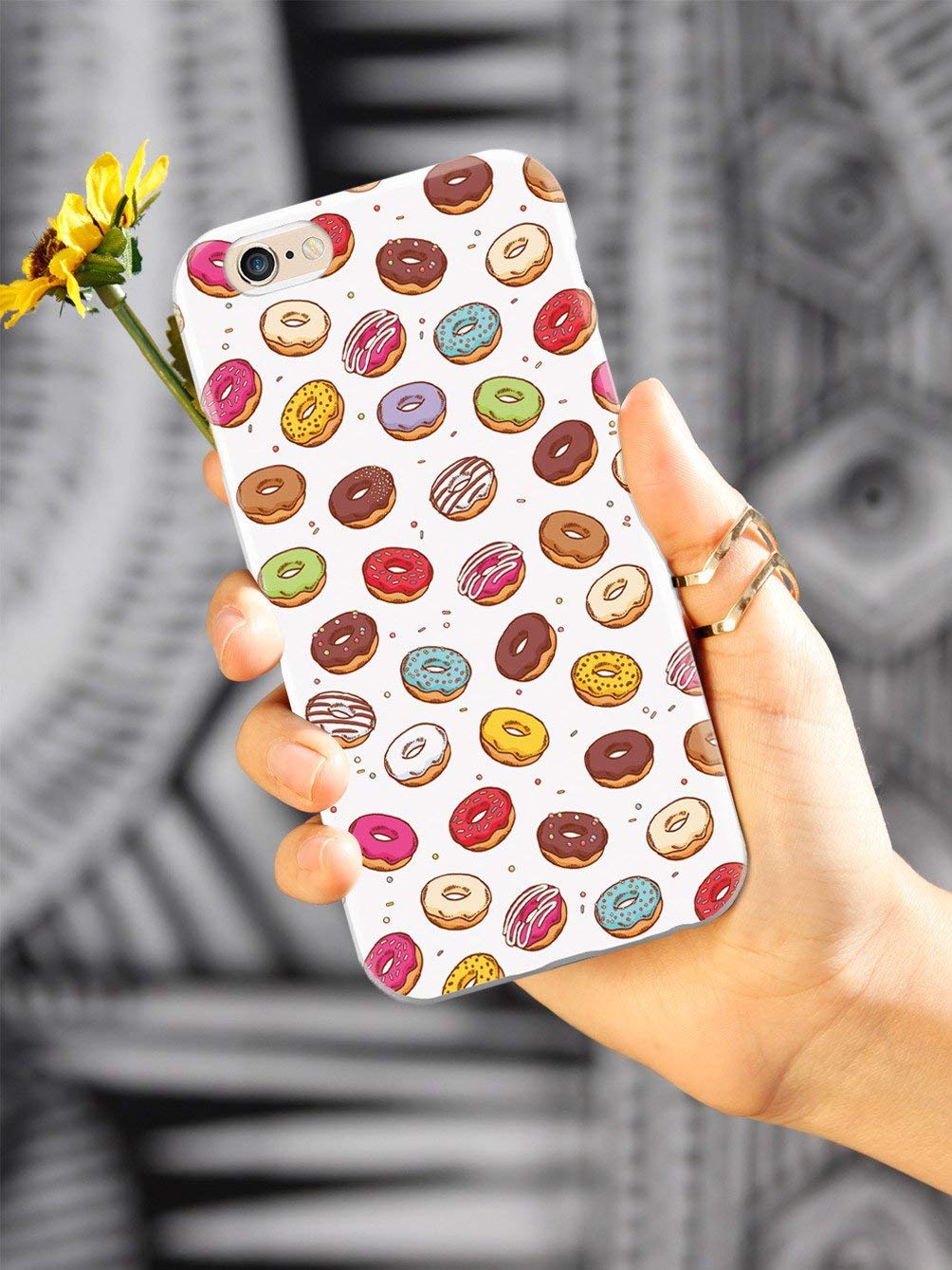 Inspired Cases - iPhone 7 Case with 3D Textured Protection - Stylish Doughnut Design - Perfect for Everyday Use, Travel & Work - White
