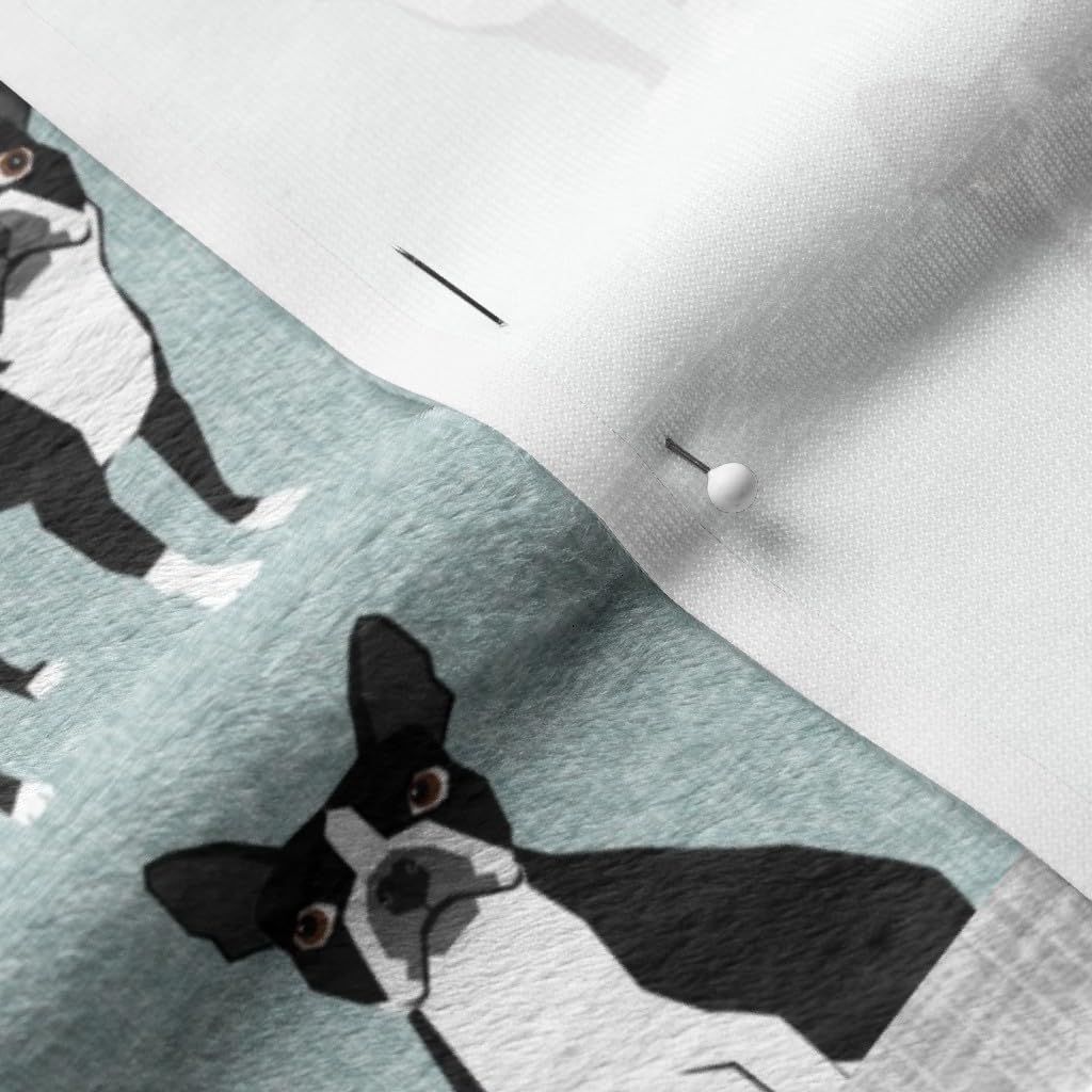Terrier Dog Portrait Printed Minky Fabric - Blue Cheater Quilt Pet Patchwork Wholecloth Fat Quarter for Sewing Baby Blankets & Quilt Backing - Soft Plush Material for DIY Crafts, Nursery Decor & Cozy Pet Accessories