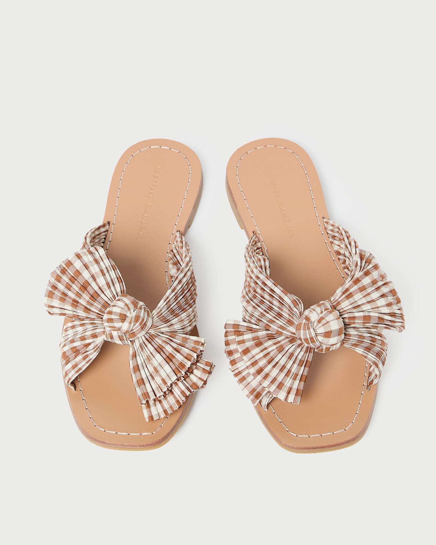 Rima Brown Gingham Bow Sandals for Women - Comfortable Summer Casual Shoes - Perfect for Beach, Vacation, and Outdoor Activities