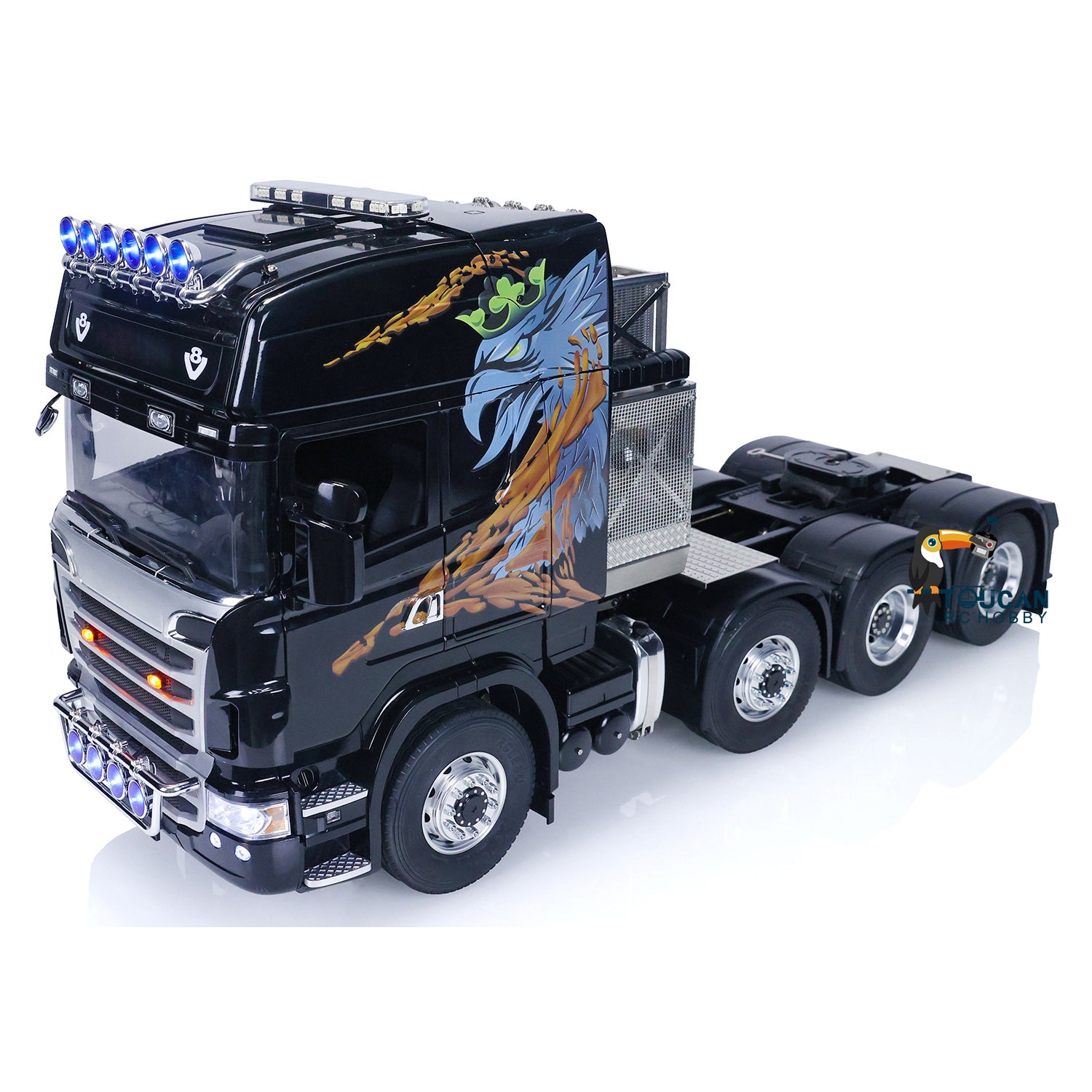 1/14 Scale 8x8 RC Tractor Truck Model - Painted Metal Chassis with Battery, Radio System, Charger, ESC & Servo - Remote Control Construction Vehicle for Adults & Hobbyists (Off-Road Adventure, Construction Site Play, RC Car Collection)