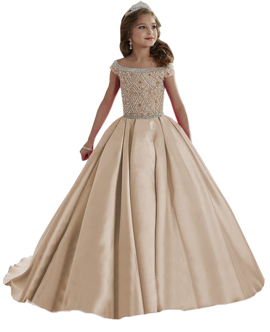 Elegant Off Shoulder Long Pageant Dress for Girls - Princess Graduation Party Ball Gown with Pockets PA029 | Perfect for Prom, Quinceañera, Pageants & Special Occasions