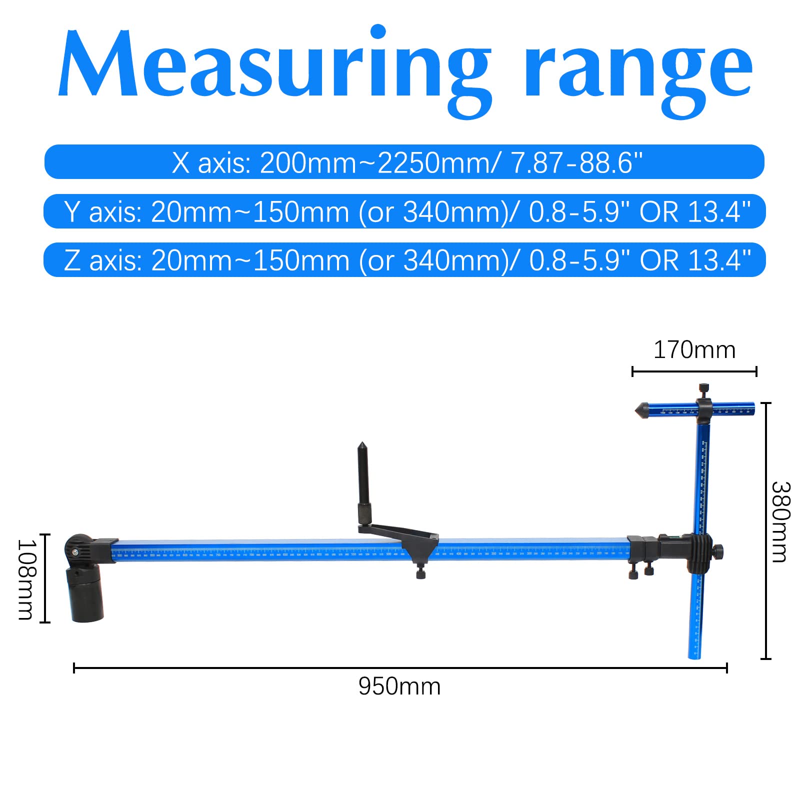 High Precision 2D Measuring System - Universal Auto Body Frame Machine Tram Gauge | Retractable Aluminum Measuring Tool for Construction & Machinery Repair | Perfect for Vehicle Frame Alignment & Structural Measurement