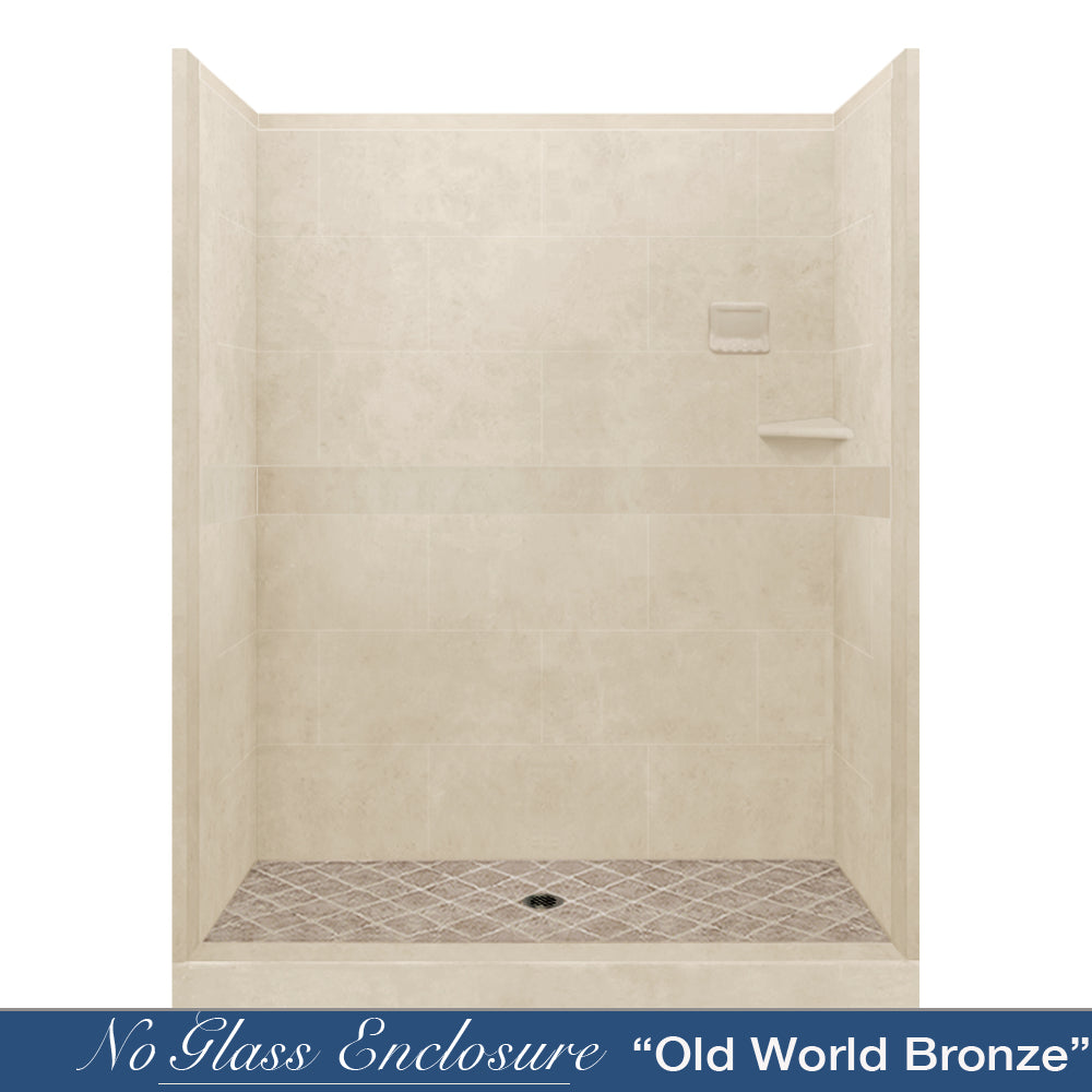 Diamond Solid Desert Sand 60-Inch Alcove Shower Enclosure Kit - Waterproof Bathroom Upgrade for Modern Homes