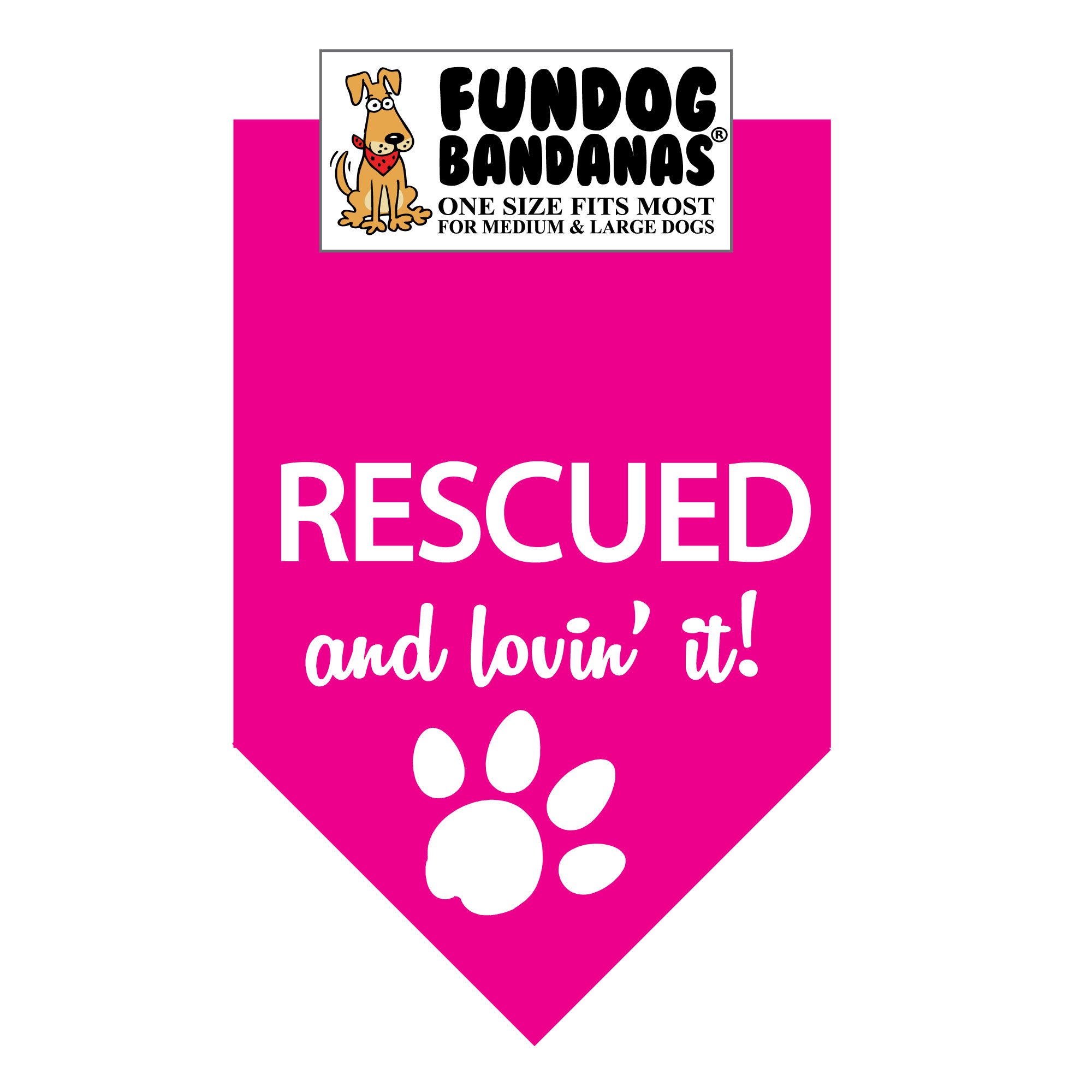 Rescued and Loving It Dog Bandana - Adjustable Pet Bandana for Medium to Large Dogs, Hot Pink - Perfect for Adoption Events, Dog Parks & Photo Shoots