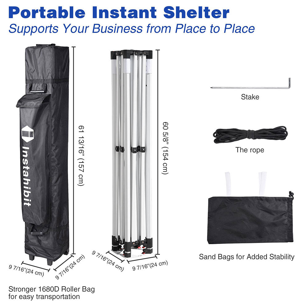 InstaHibit 10x10 Waterproof Commercial Pop Up Canopy - CPAI 84 Certified Instant Shelter for Outdoor Events, Farmers Markets & Beach Parties