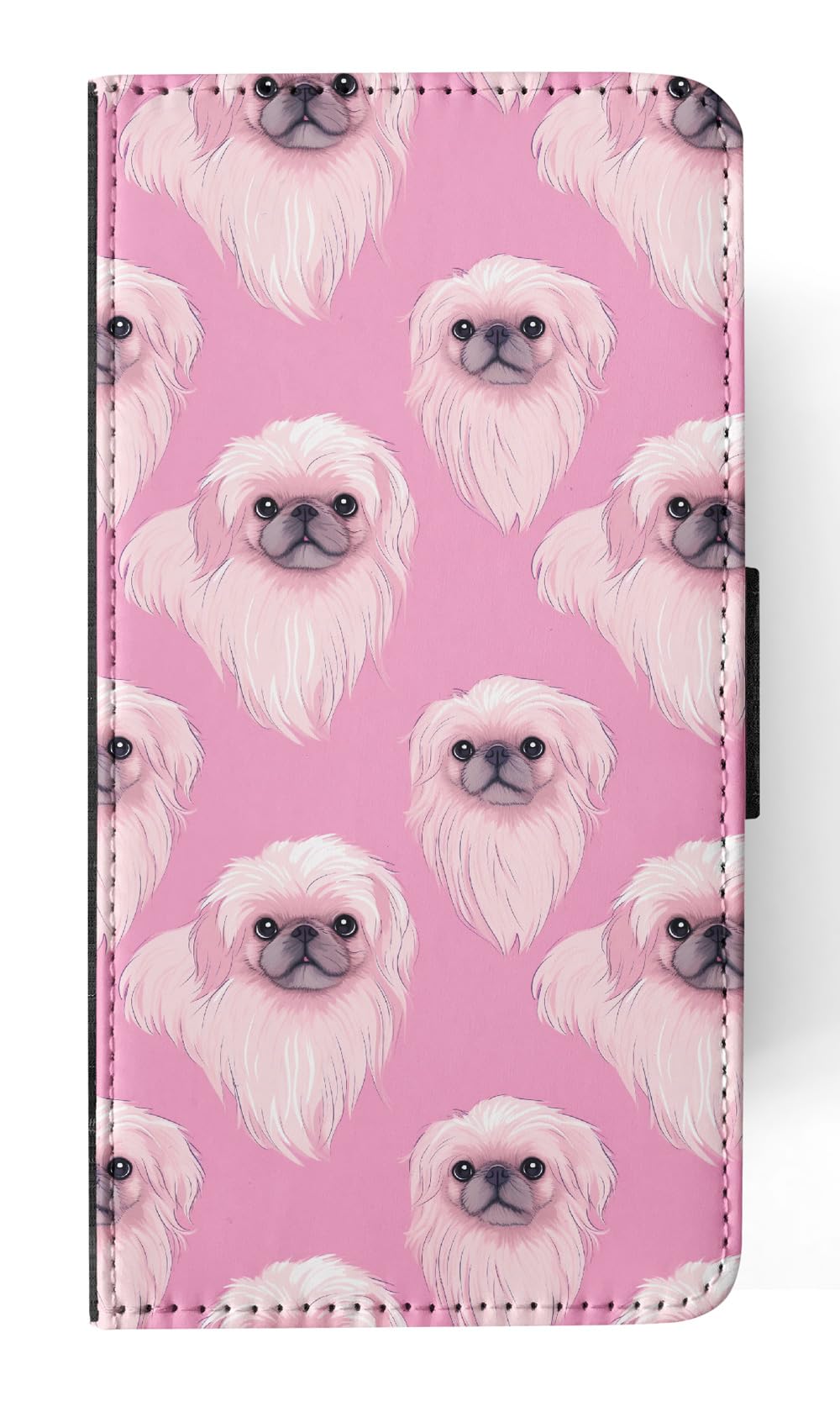 Cute Pekingese Puppy Dog Pattern Faux Leather Flip Wallet Phone Case for Apple iPhone 11 Pro - Perfect for Everyday Use, Travel & Gift Giving
