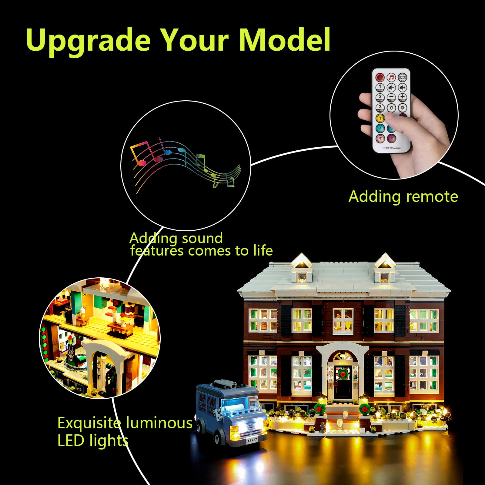 Kyglaring LED Lighting Kit for LEGO 21330 Home Alone Building Set - Compatible with RC Sound Version | DIY Light Up Display for LEGO Models & Holiday Decorations