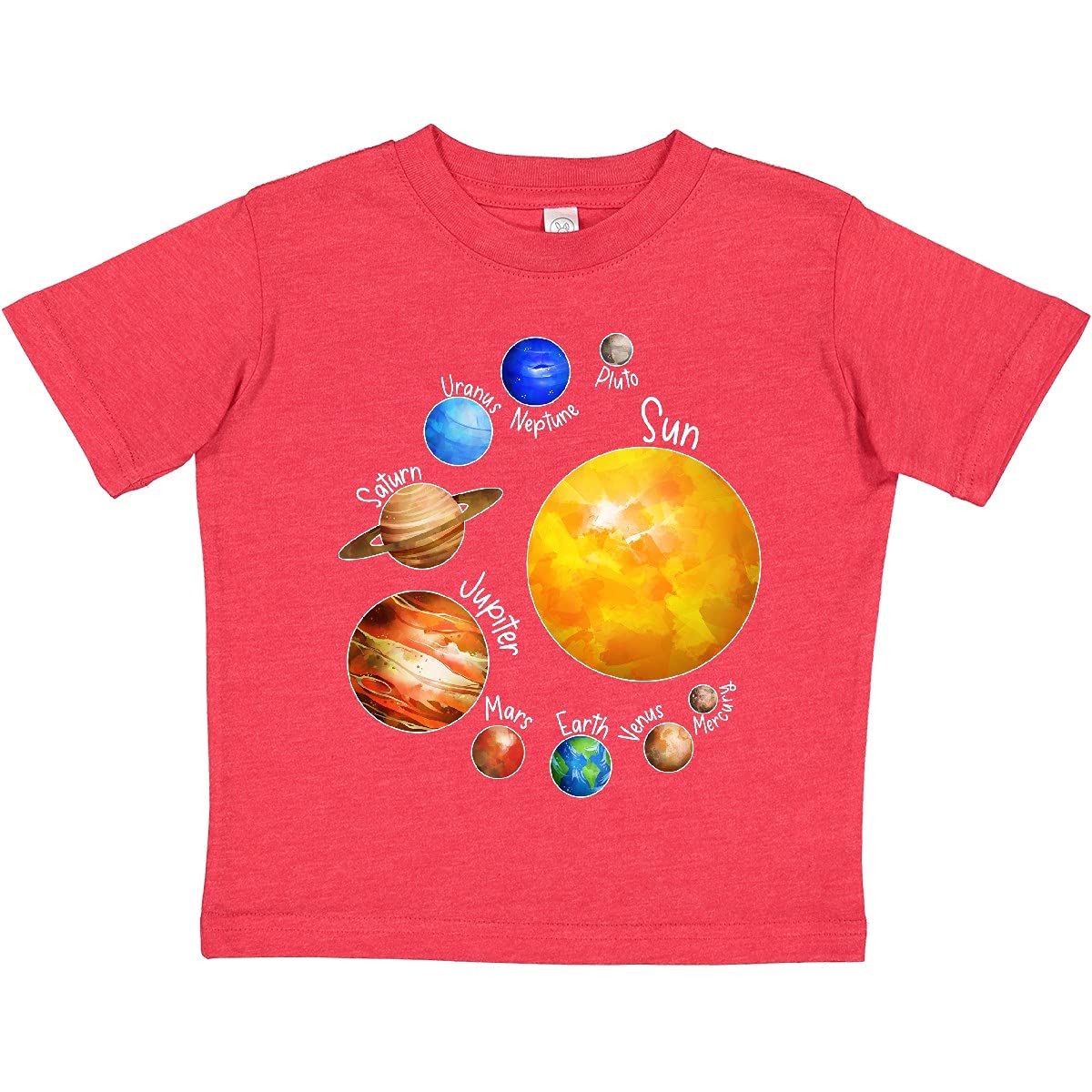 Inktastic Sun and Planets - Yes, and Pluto Toddler T-Shirt | Cute Space Themed Kids Tee for Boys & Girls | Perfect for School, Playdates & Astronomy Lovers