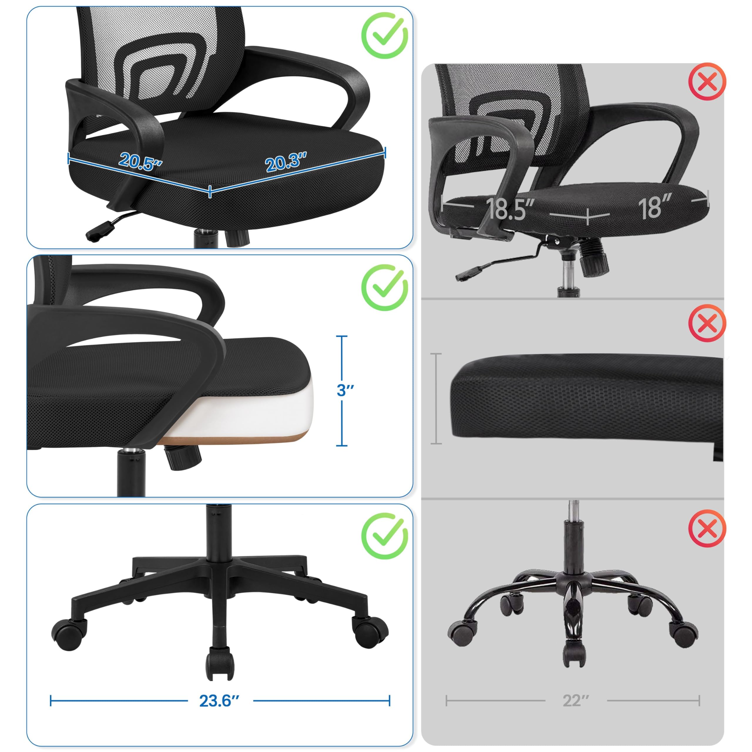 Topeakmart Ergonomic Office Chair - Adjustable Height Mesh Computer Chair with Lumbar Support for Women & Men - Modern Executive Desk Chair for Home & Office (2 Pack) - Perfect for Long Work Hours & Gaming Sessions