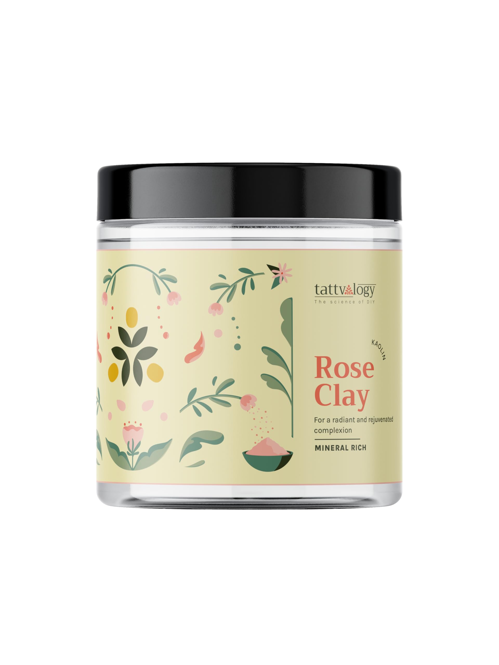 Tattvalogy Rose Clay Powder (200g) - Kaolin Clay for Glowing Skin, Natural Face Mask Powder for Women & Men | Sulfate & Paraben Free | DIY Skincare, Detox & Pore Cleansing Treatment