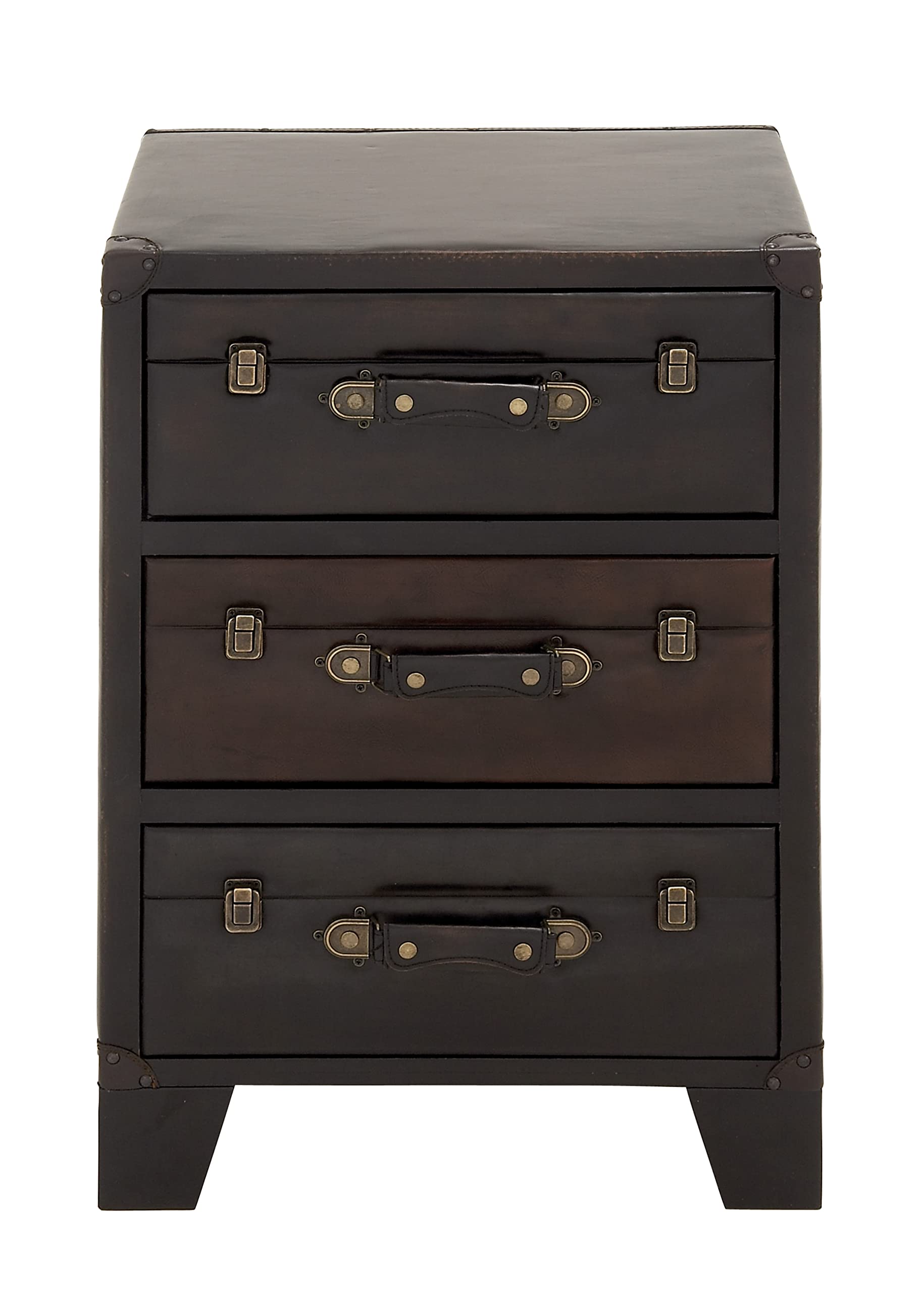 Vintage Faux Leather Storage Cabinet with Buckles & Straps - 19