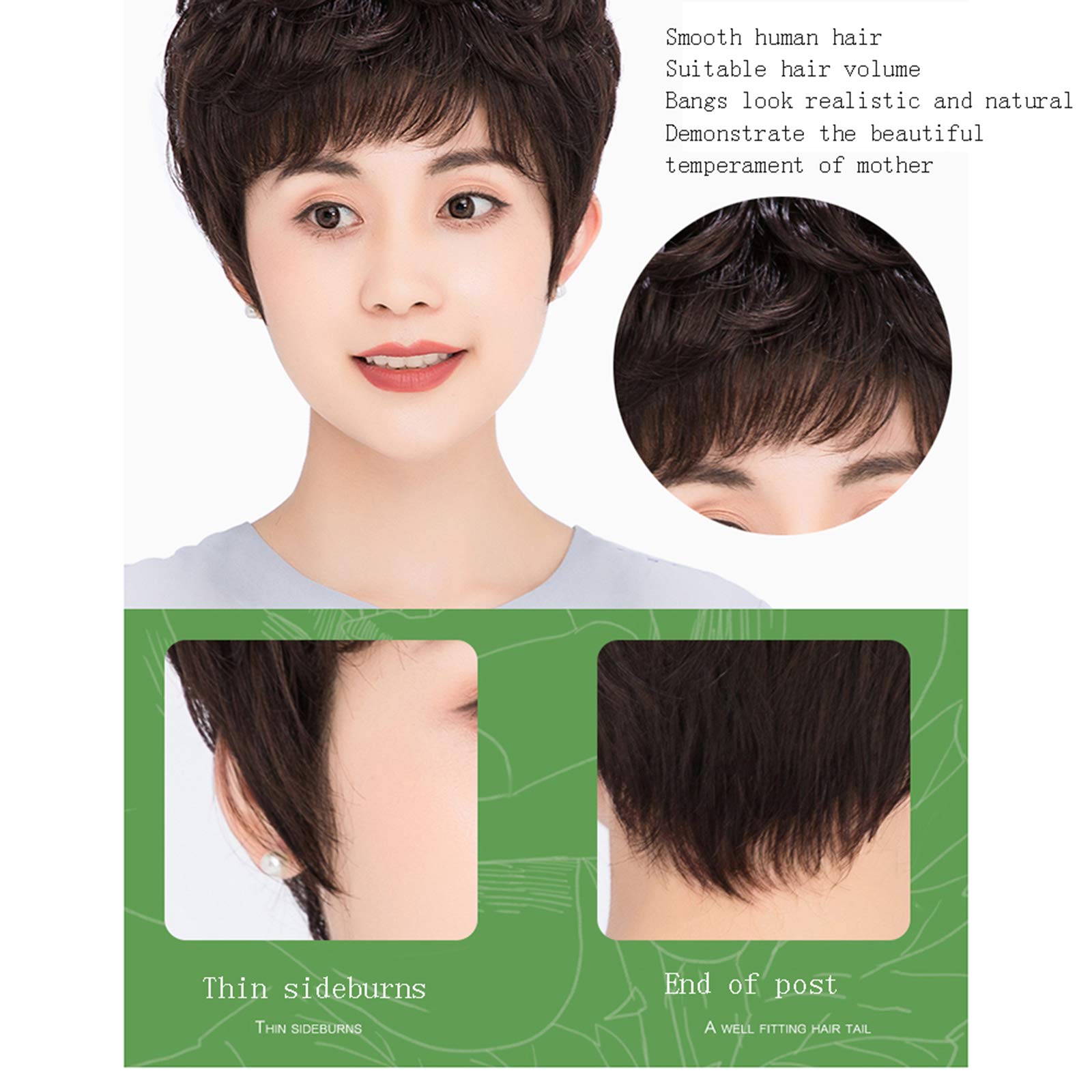 Lightweight Short Synthetic Wig for Women - Natural Daily Mom Wig with Air Bangs | Heat Resistant Soft Full Wig for Cosplay, Parties & Everyday Wear (Black)