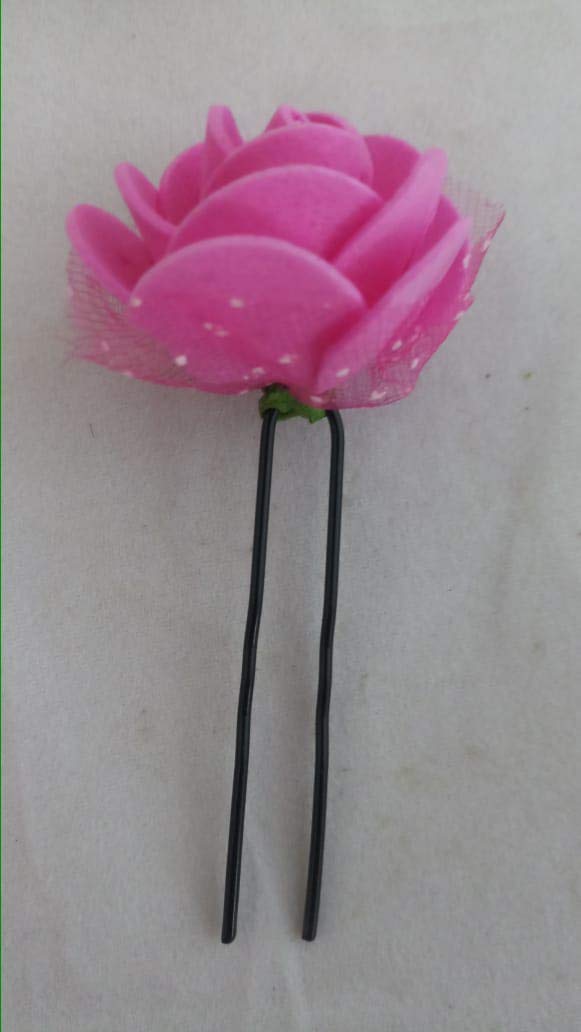 12-Piece Flower Juda Hair Pins for Girls - Hair Styling Accessories in 12 Colors (Magenta) | Perfect for School, Parties, Weddings & Everyday Hairstyles