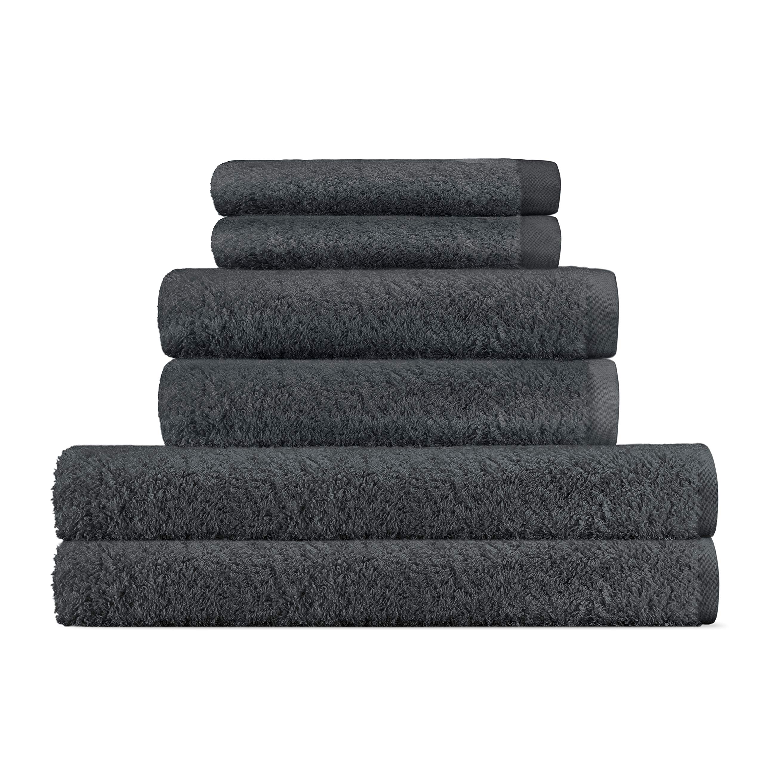 Premium Chakra Turkish Bath Towel Set - 6-Piece Bamboo Cotton Quick Dry Luxury Towels for Bathroom, Spa & College Dorm - Soft & Absorbent Turkish Linens for Master Bath, Guest Room & Gym (Charcoal Grey)