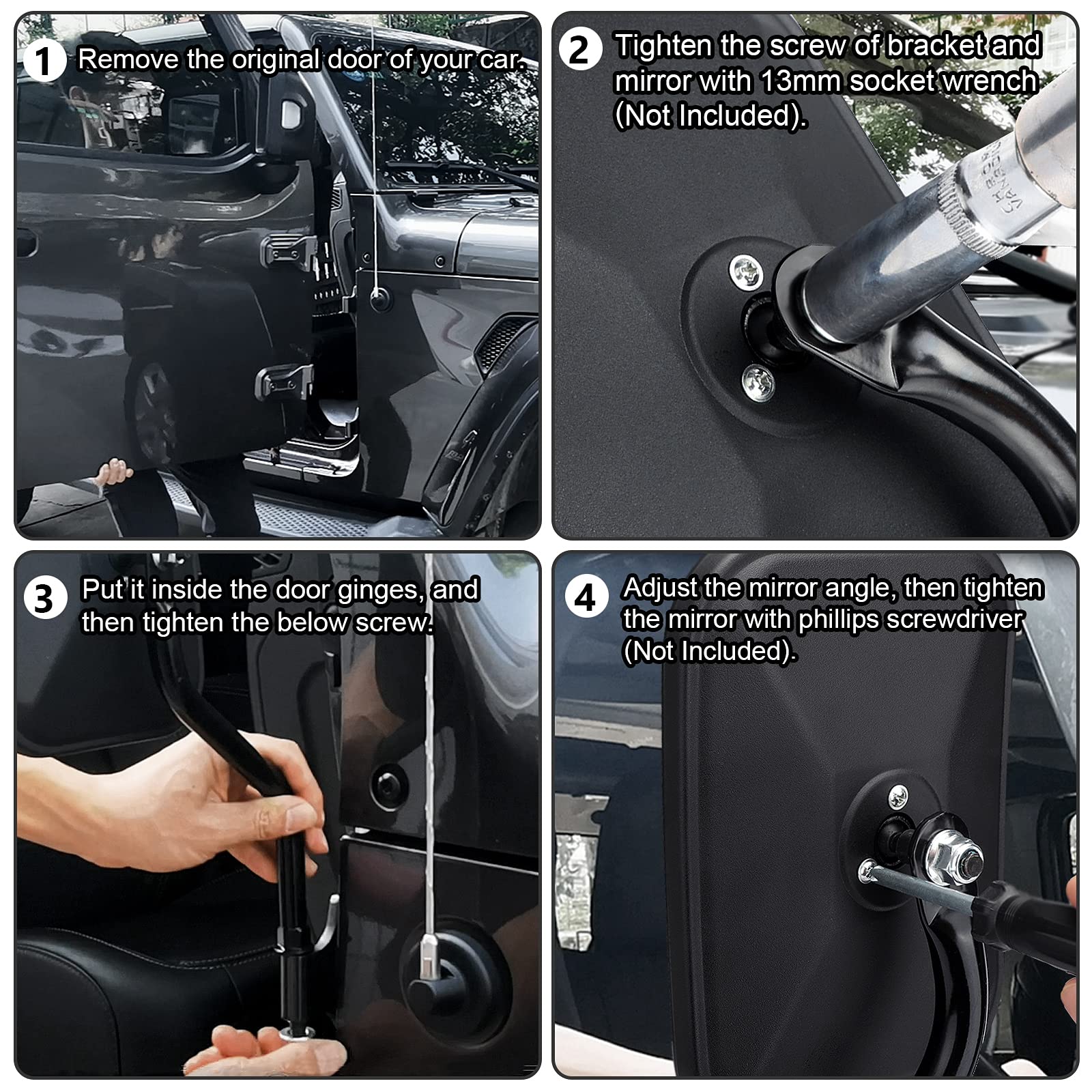 Jeep Wrangler JK CJ JL & Unlimited Side Mirrors - 2 Pack 5.5