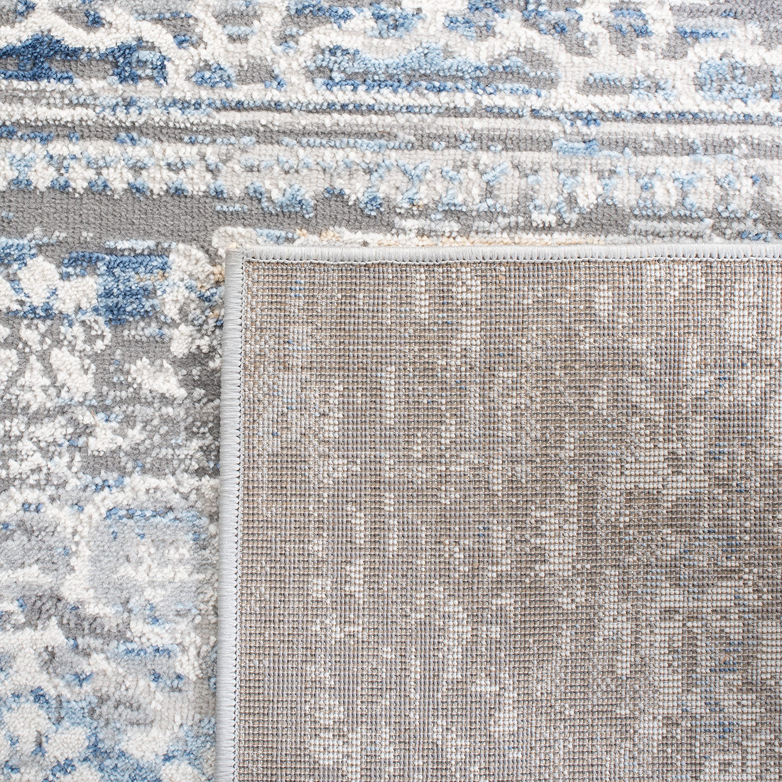 SAFAVIEH Amelia Collection 8' x 10' Area Rug - Grey & Blue Bohemian Chic Distressed Design, Non-Shedding & Easy to Clean, Perfect for Living Room, Bedroom, Dining Room & High Traffic Areas (ALA484F) - Soft & Durable for Home Decor, Office Spaces & Cozy Gatherings
