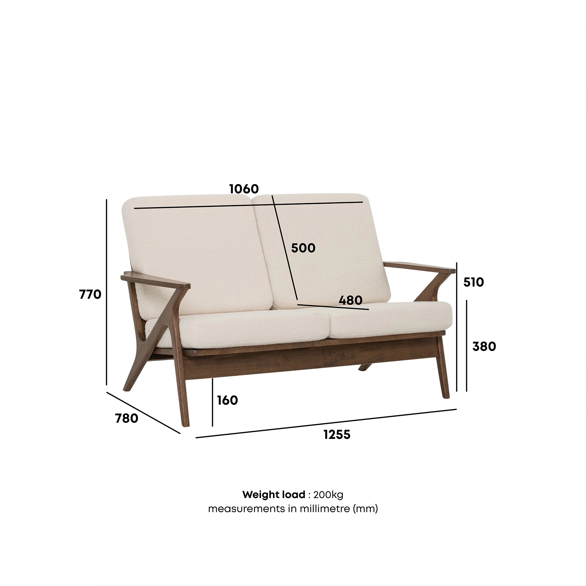 Niko 2 Seater Sofa - Modern Loveseat for Small Spaces | Perfect for Apartments, Living Rooms & Cozy Home Decor