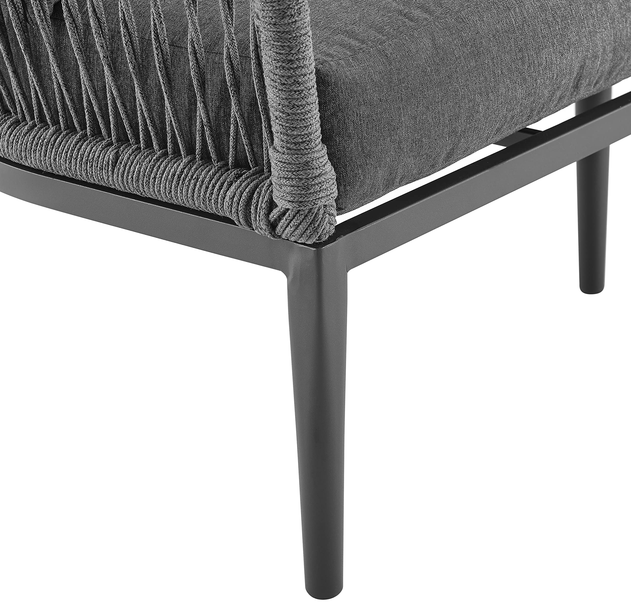 Crosley Dover 2-Piece Indoor Outdoor Chair Set - Matte Black Patio Chairs with Charcoal Cushions for Conversation, Porch, Deck, Garden & Backyard Relaxation