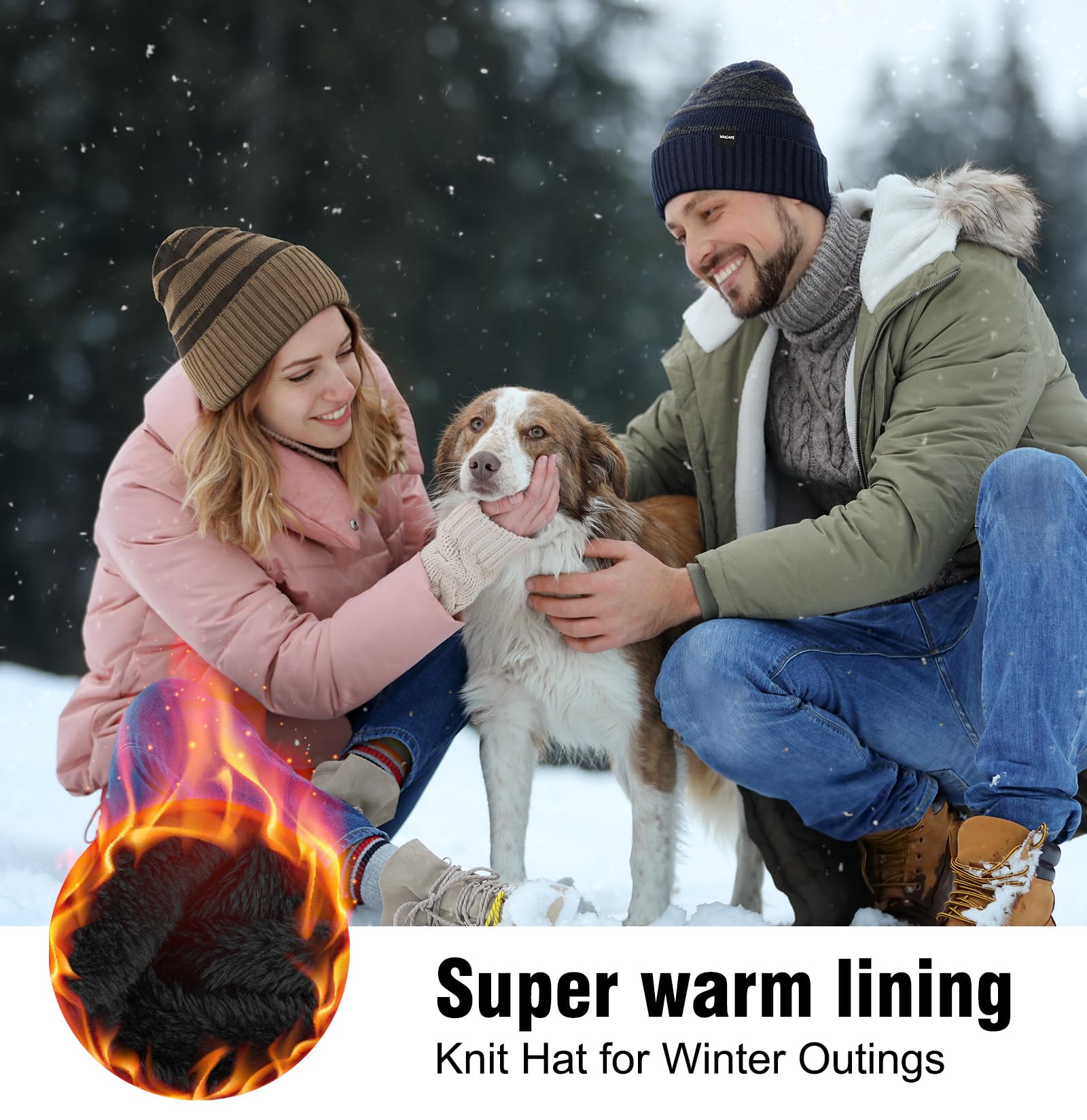 Warm Fleece-Lined Winter Beanie Hat for Men & Women - Soft Knitted Ski Cap for Cold Weather - Perfect for Skiing, Snowboarding & Outdoor Activities