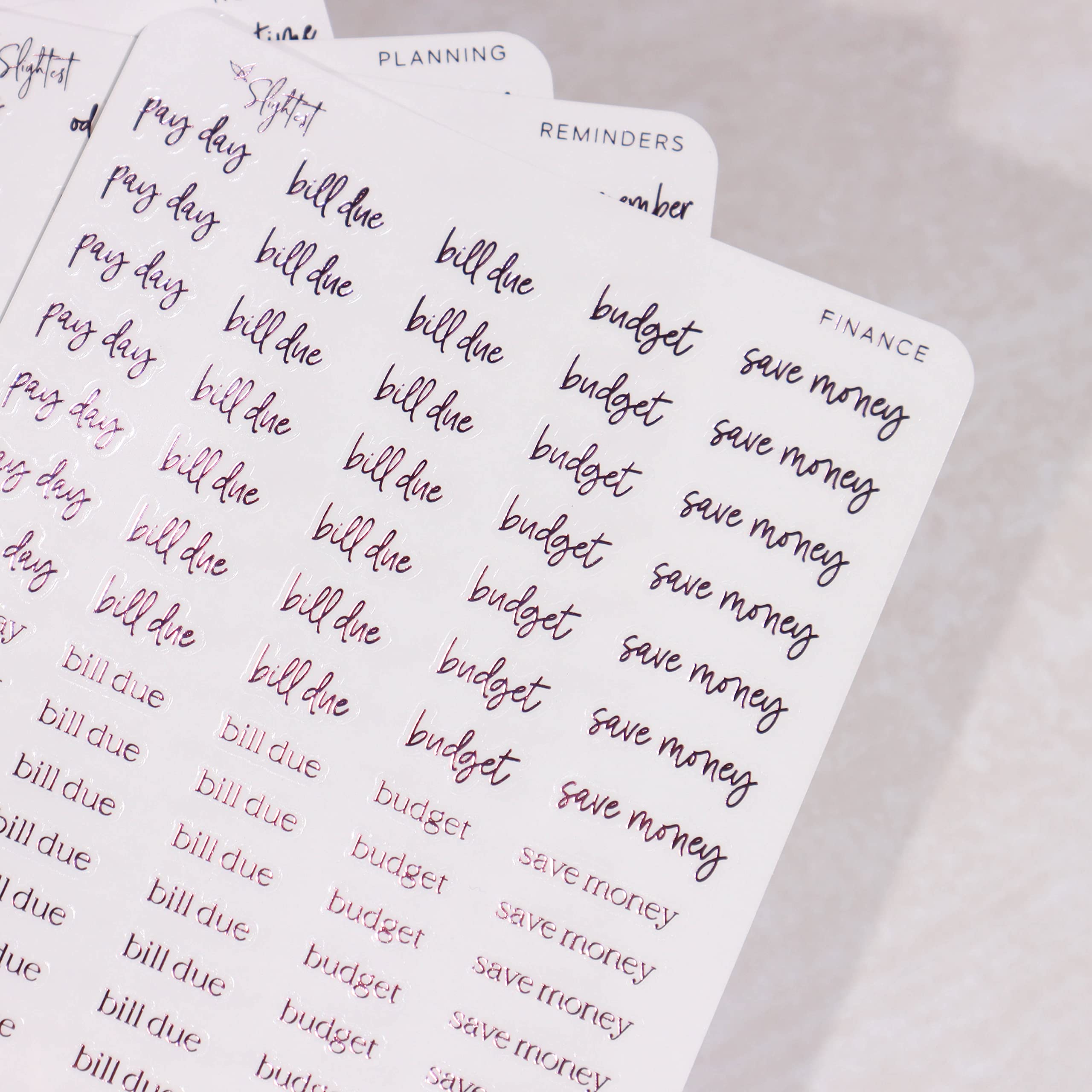 Clear Medium Pink Foil Planner Stickers Set - 600+ Productivity Stickers with Functional Icons & Words - Includes Storage Folder - Minimalist Cherry Soda Design - Perfect for Bullet Journals, Planners, Scrapbooks & DIY Projects