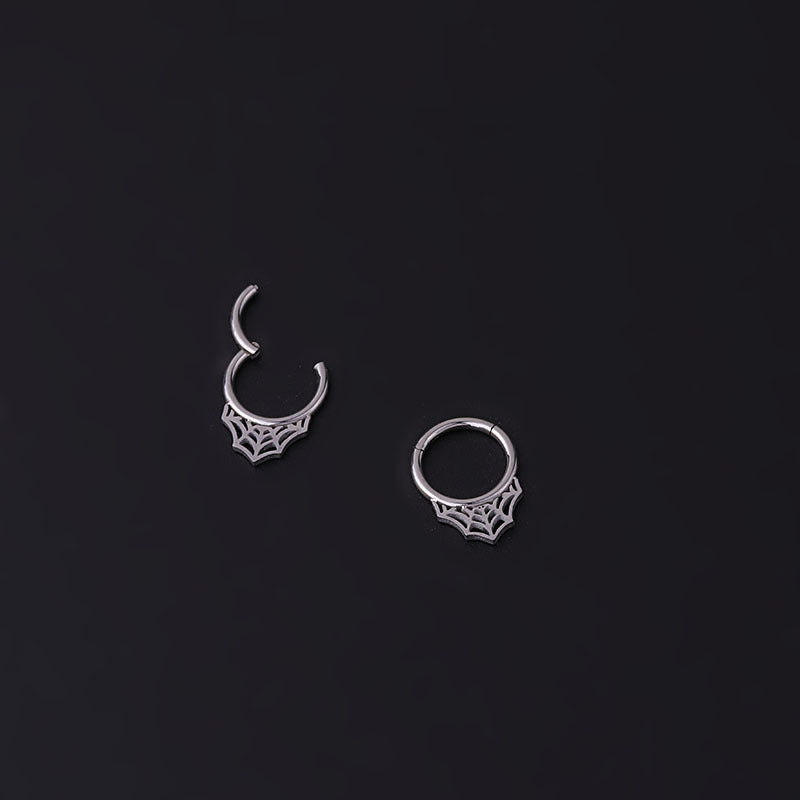 16G Spider Web Septum Ring - Indian Nose Ring for Women & Men | HSPJ693 | Gothic Jewelry for Body Piercing & Festival Fashion