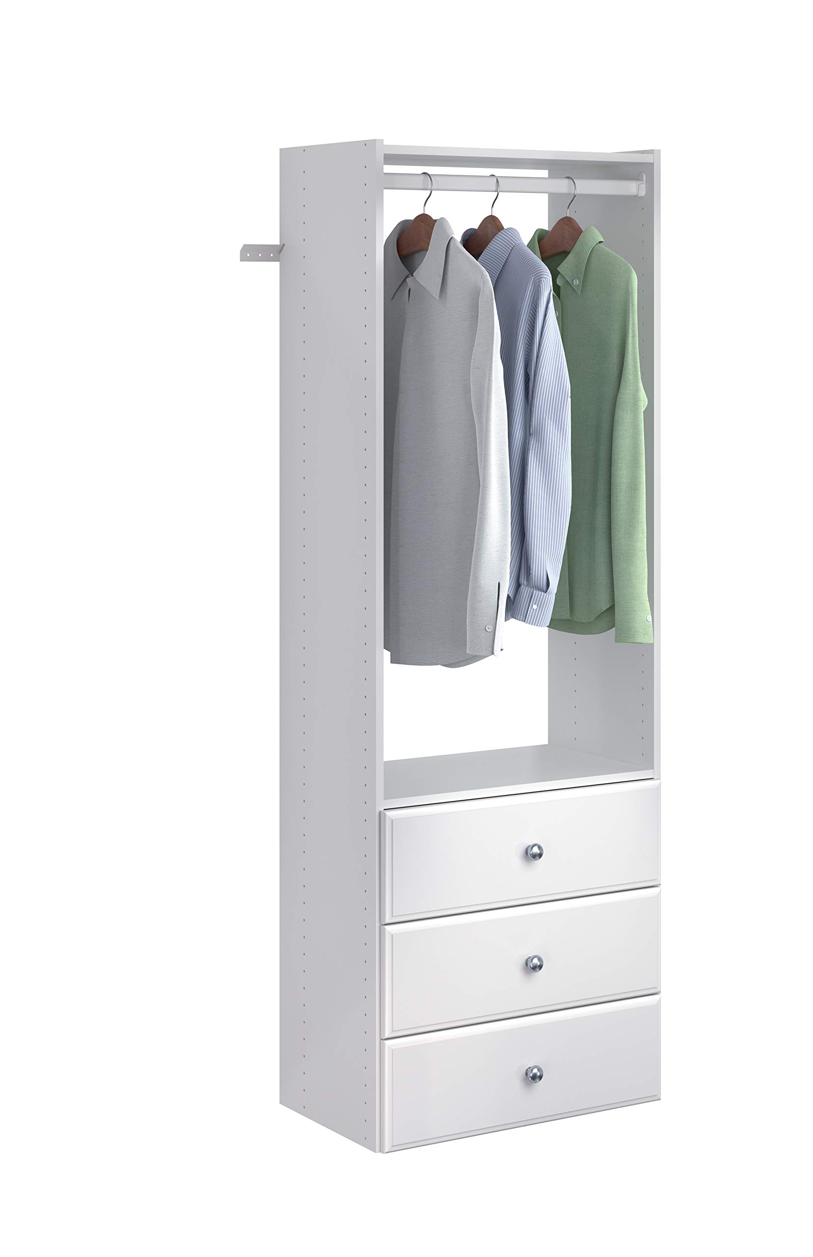 PH32-WH Elite Tower Kit - Adjustable Closet Organizer with Hidden Storage in White | Perfect for Bedroom, Walk-in Closet & Home Organization