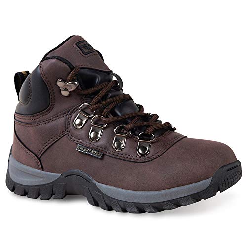 Mt. Edge Kids Hiking Boots - Waterproof Faux Nubuck High-Top Outdoor Shoes for Boys | Perfect for Trail Walking, Camping & Outdoor Adventures