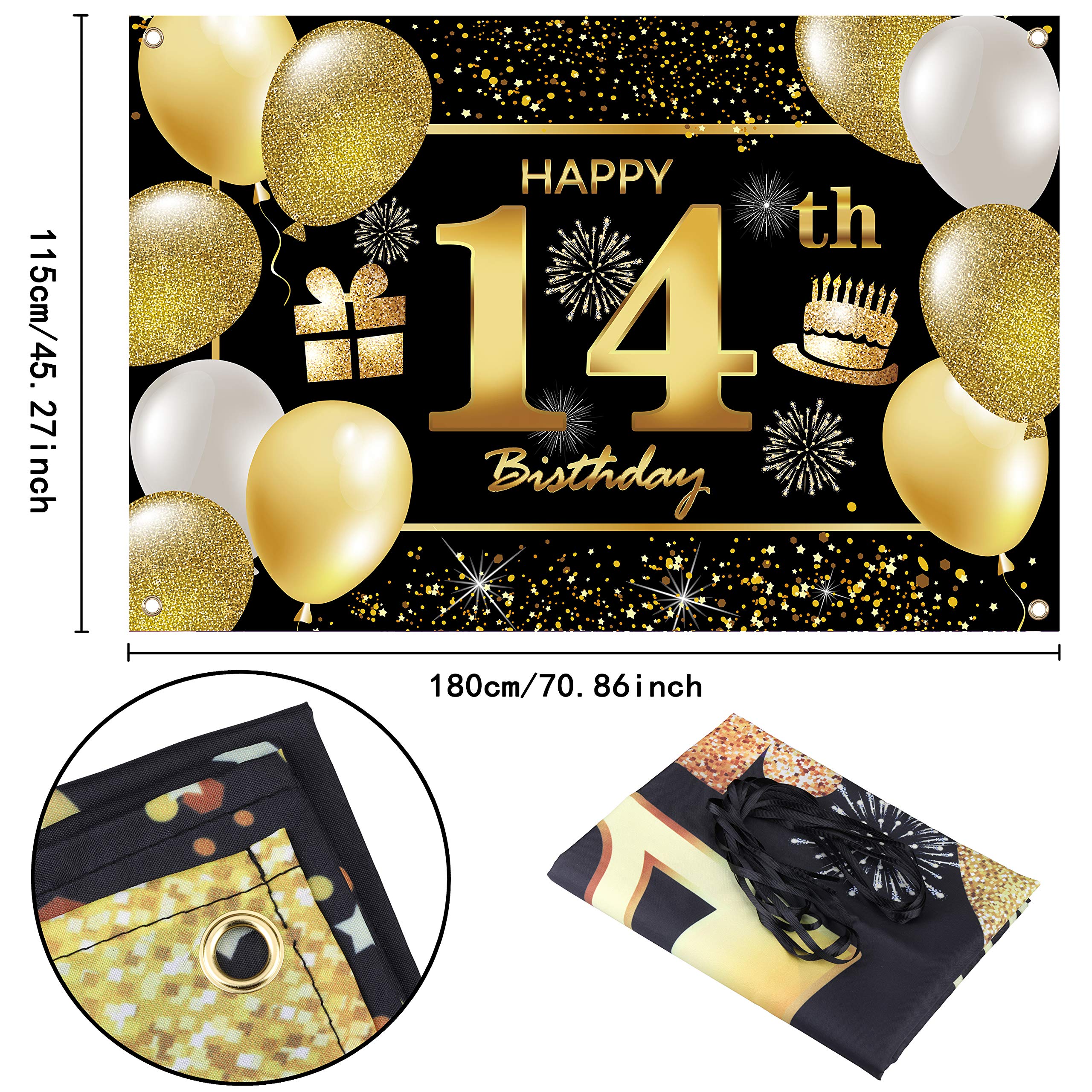 14th Happy Birthday Banner - Premium Birthday Decorations for Men, Party Supplies & Backdrop - Perfect for Indoor & Outdoor Celebrations, Photo Booths & Themed Parties