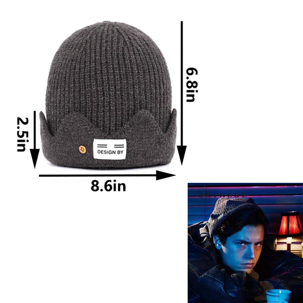 Jughead Jones Crown Beanie Hat - Riverdale TV Show & Movie Cosplay Costume (Gray) | Perfect for Halloween, Comic Con & Themed Parties