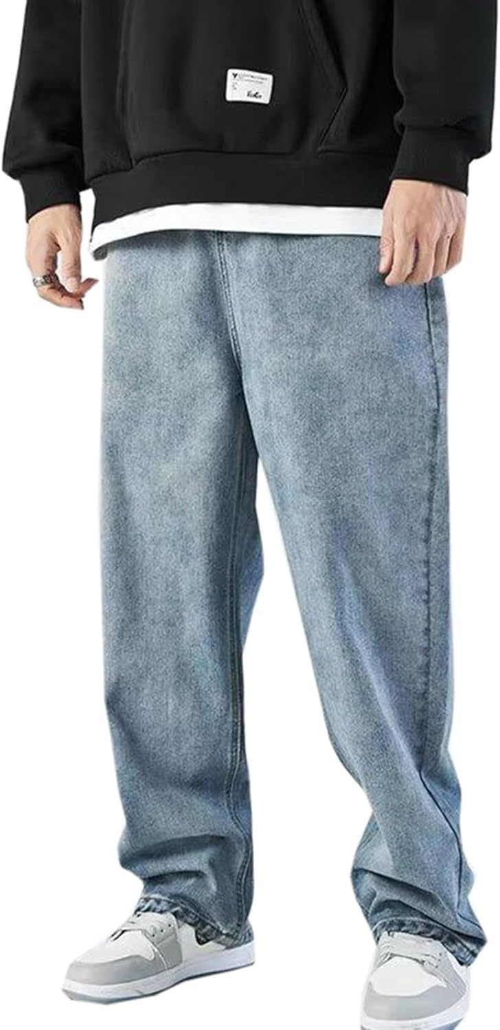 **Yeooa Men's Loose Fit Jeans - Trendy Y2K Vintage Cargo Joggers for Casual & Streetwear | Straight Leg Hip Hop Pants for Teen Boys | Perfect for Sports, Daily Wear & Hip Hop Fashion**
