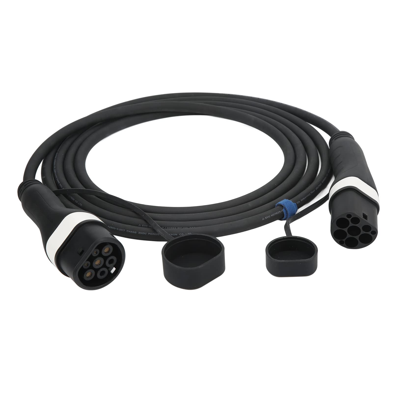 Portable Type 2 to Type 2 EV Charging Cable - 32A 415V 7.2Kw 3-Phase IEC62196-2 Certified - 5M Electric Vehicle Charger Extension Cord for Home & Public Charging Stations