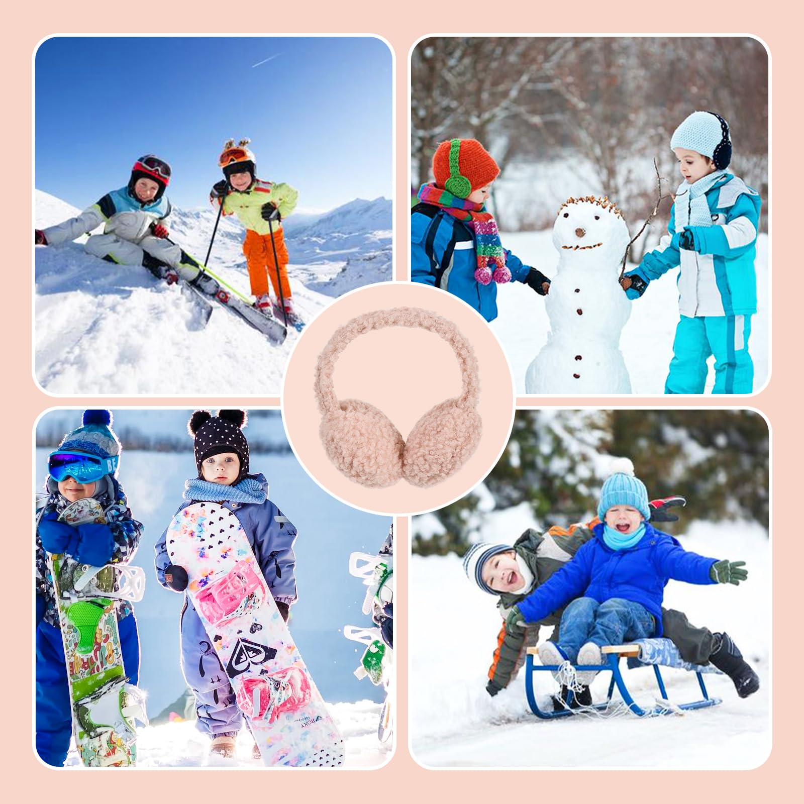 Surblue Winter Kids Ear Muffs - Warm Furry Ear Covers for Boys & Girls, Soft Plush Ear Warmer for Cold Weather - Perfect for Outdoor Activities, School, and Winter Sports