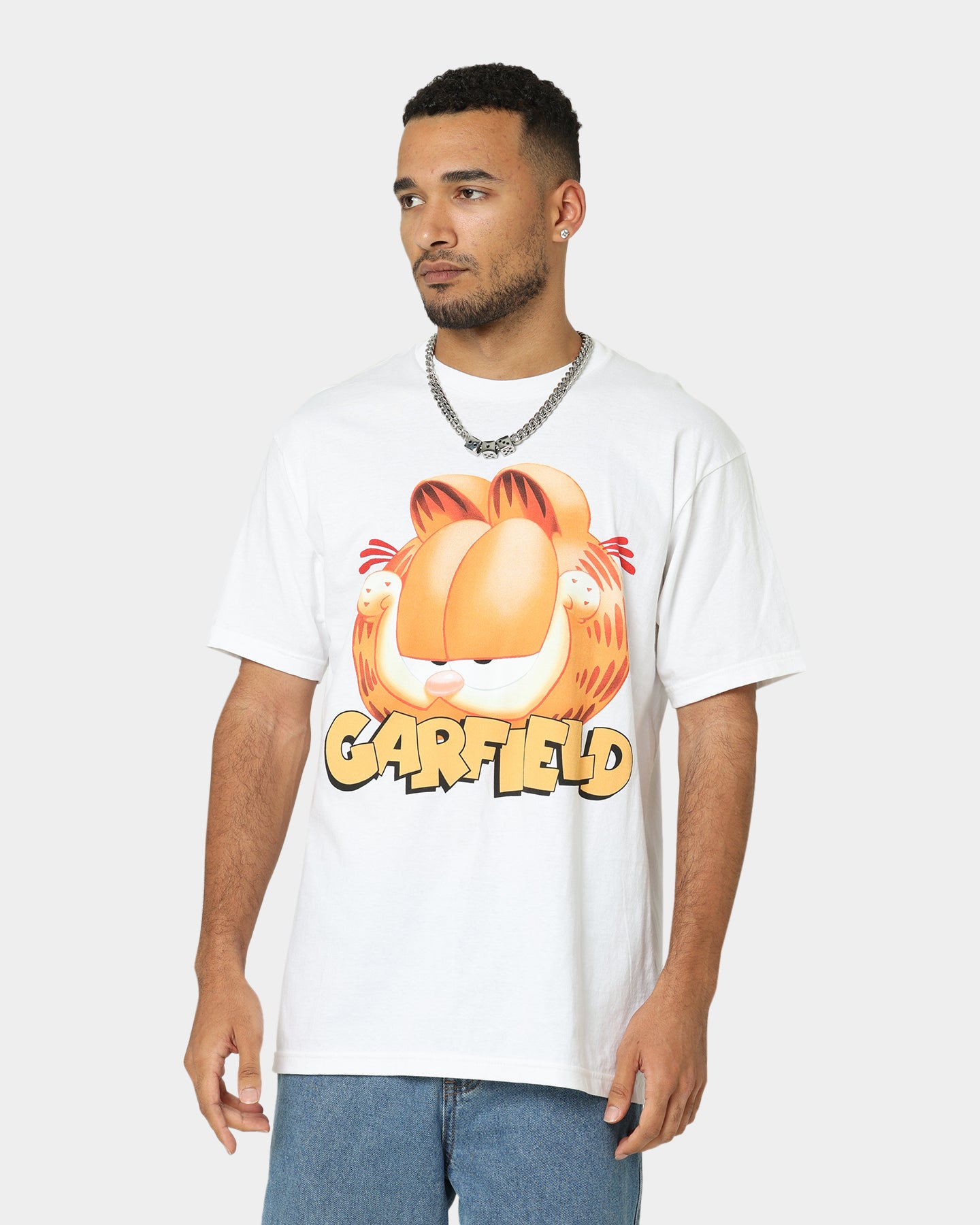 Vintage American Thrift X Garfield Graphic T-Shirt - White Cotton Tee for Men & Women | Casual Wear, Cosplay & Pop Culture Fashion