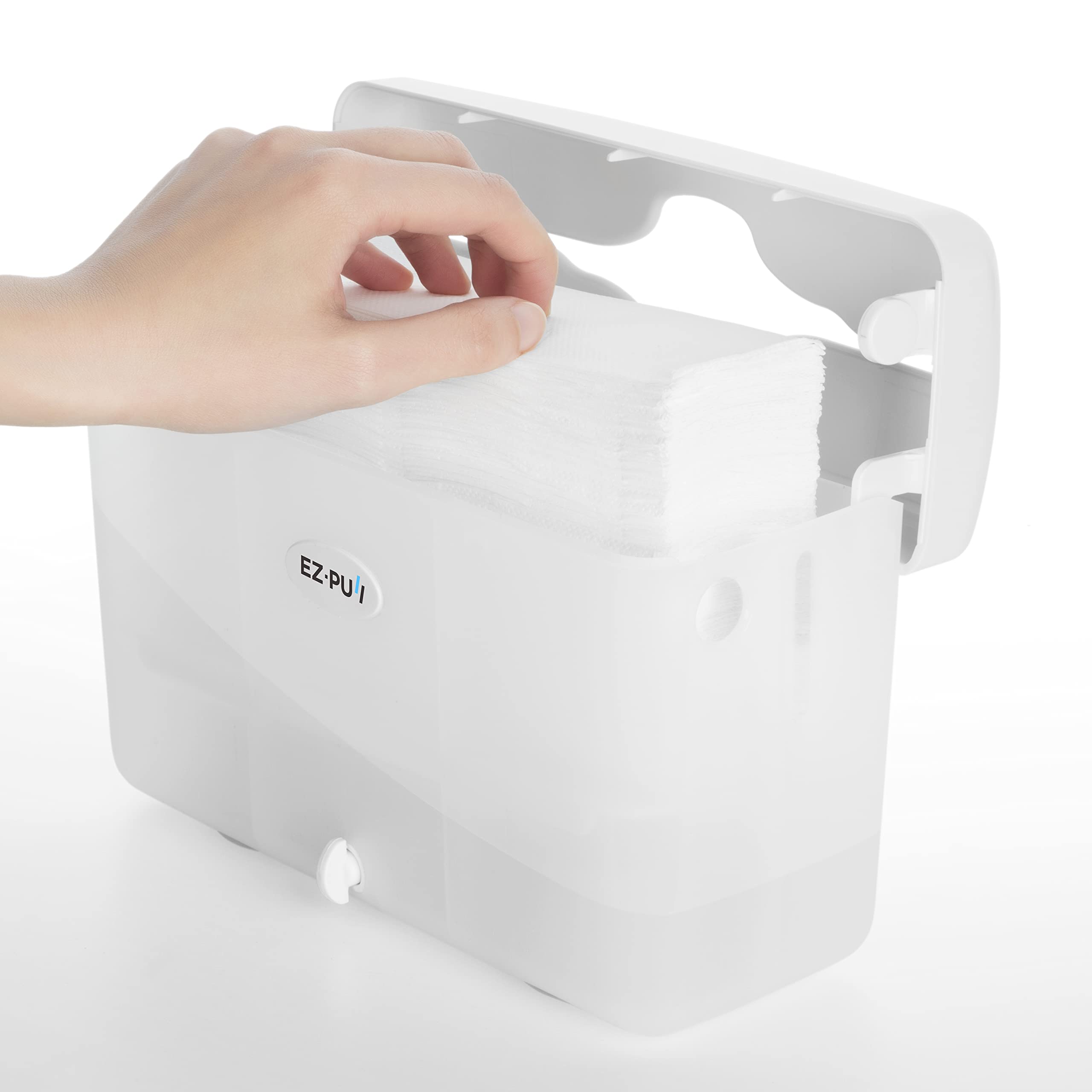 EZbrnd SlimFold Hand Towel Dispenser - White Countertop Paper Towel Holder for Kitchen, Bathroom, Office, RV & Airbnb - Space Saving Guest Towel Solution for Small Spaces & Travel Use