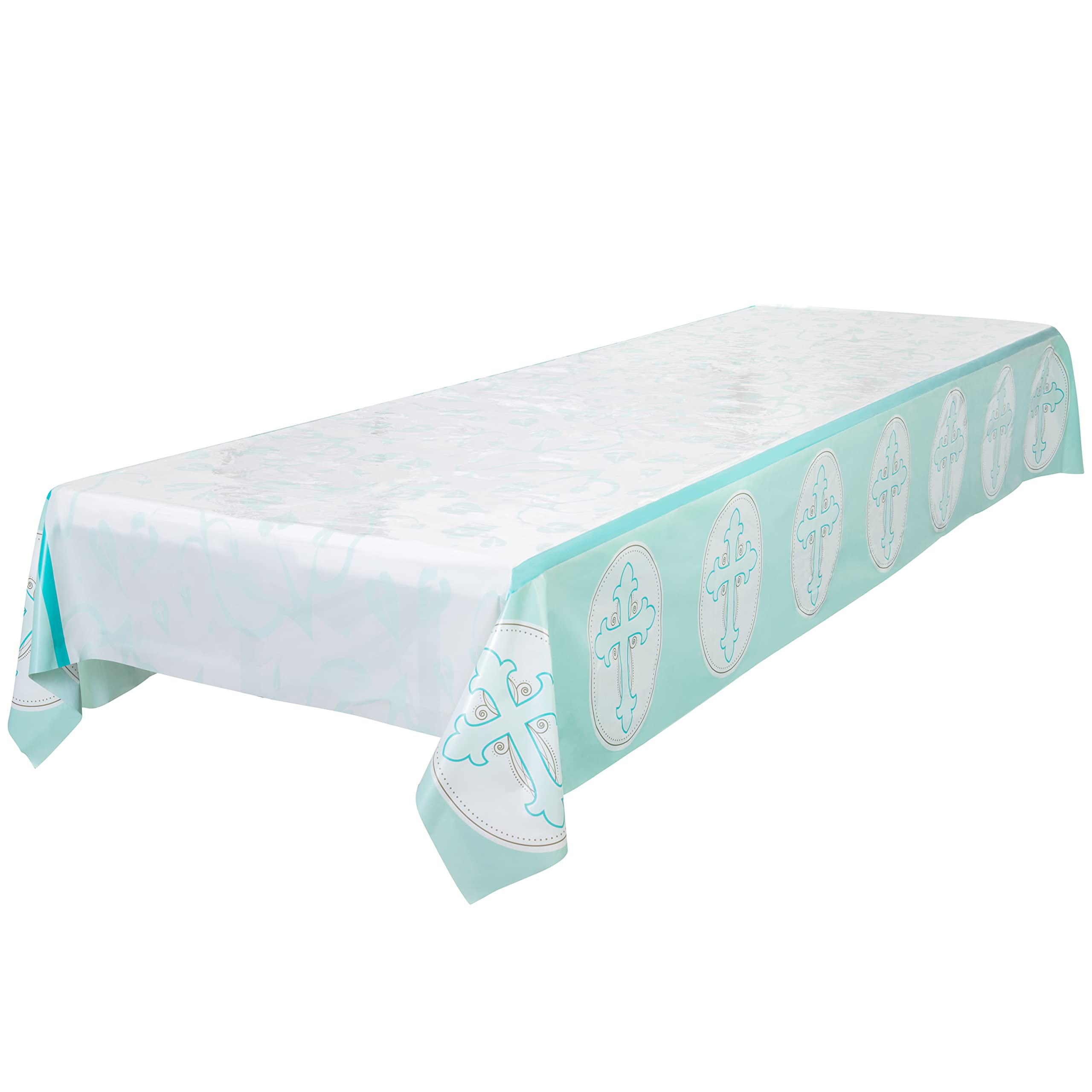 Royal Blue Baptism Tablecloth Set of 2 - Waterproof Plastic Table Cover for 6-8 Foot Tables | First Communion, Christening & Easter Party Decorations | Perfect for Church Events, Baby Showers & Holiday Celebrations