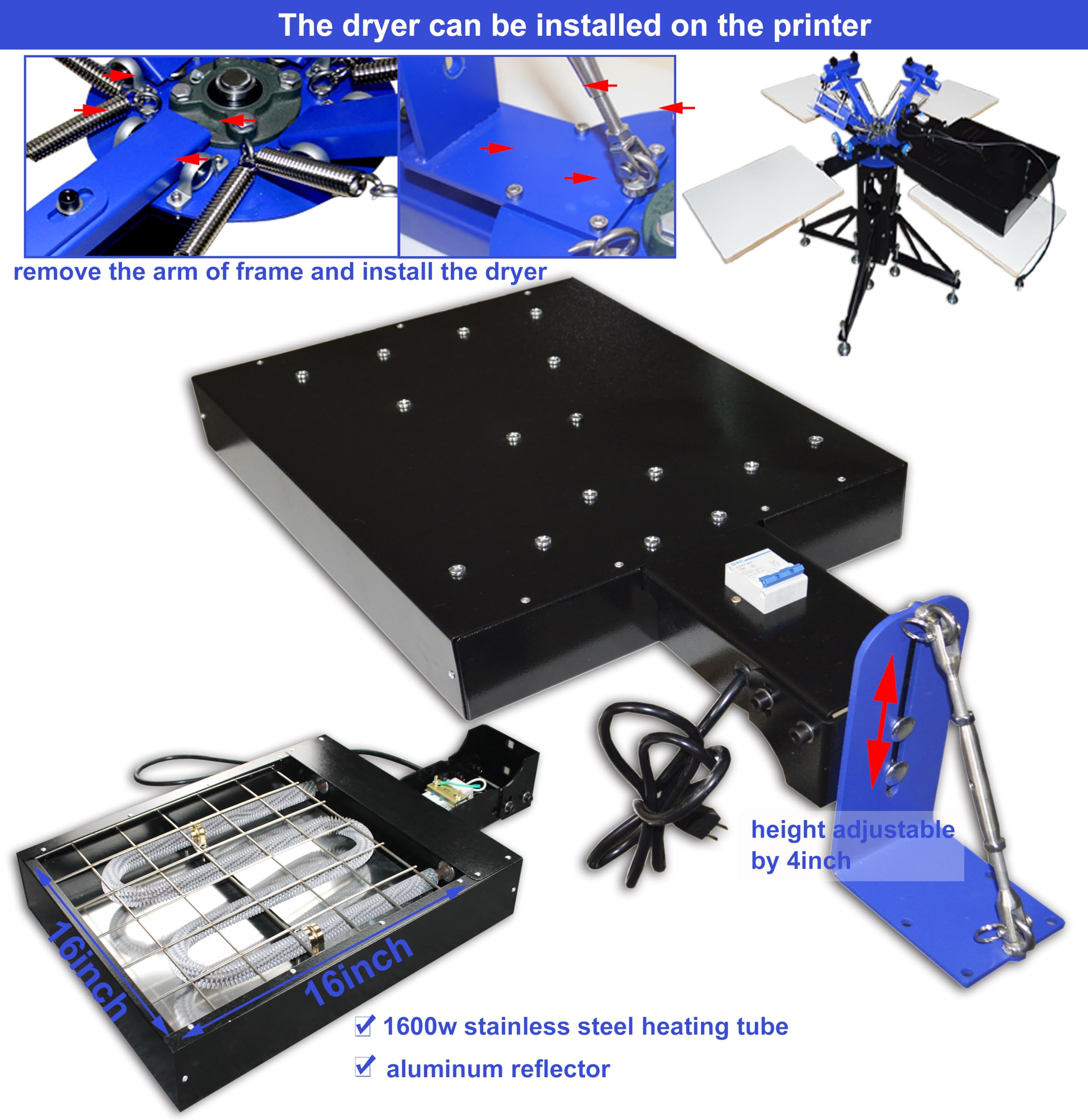 4 Color 4 Station Screen Printing Press Kit - Professional T-Shirt Printing Machine for DIY Silk Screen Printing | Perfect for Custom T-Shirt Business, Band Merchandise & Home Craft Projects